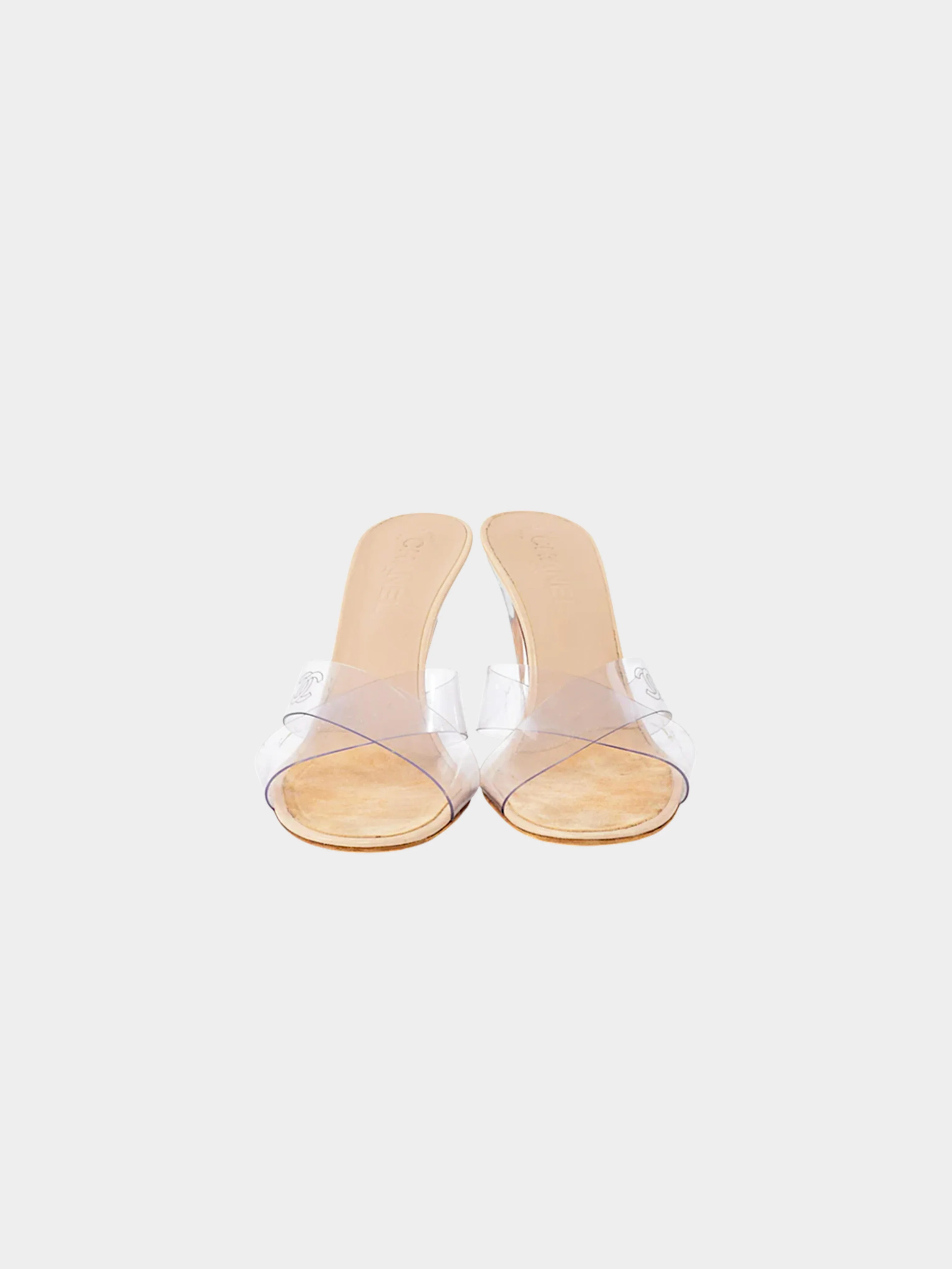 Chanel 2000s Clear PVC Crisscross Strap Heels - Image 3