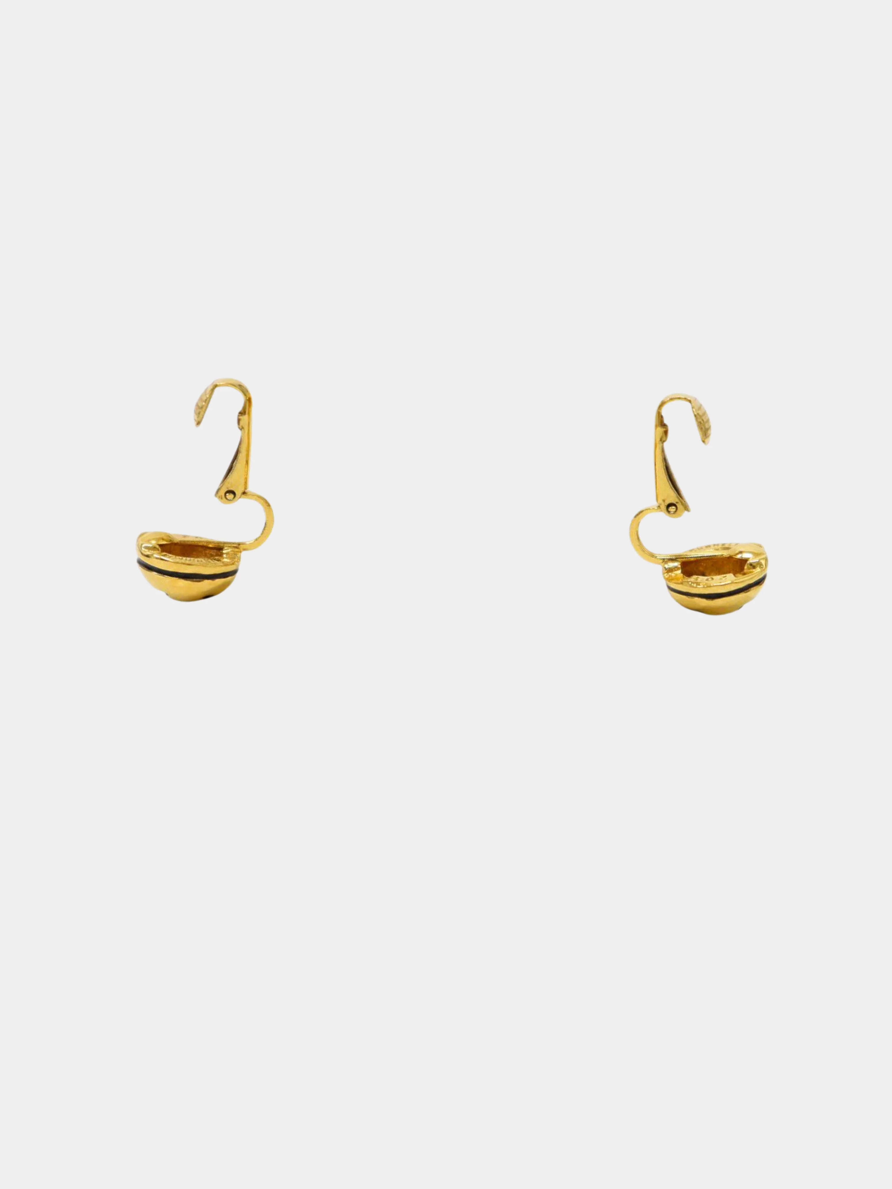 Chanel 2000s Gold and Black COCO Round Earrings - Image 3