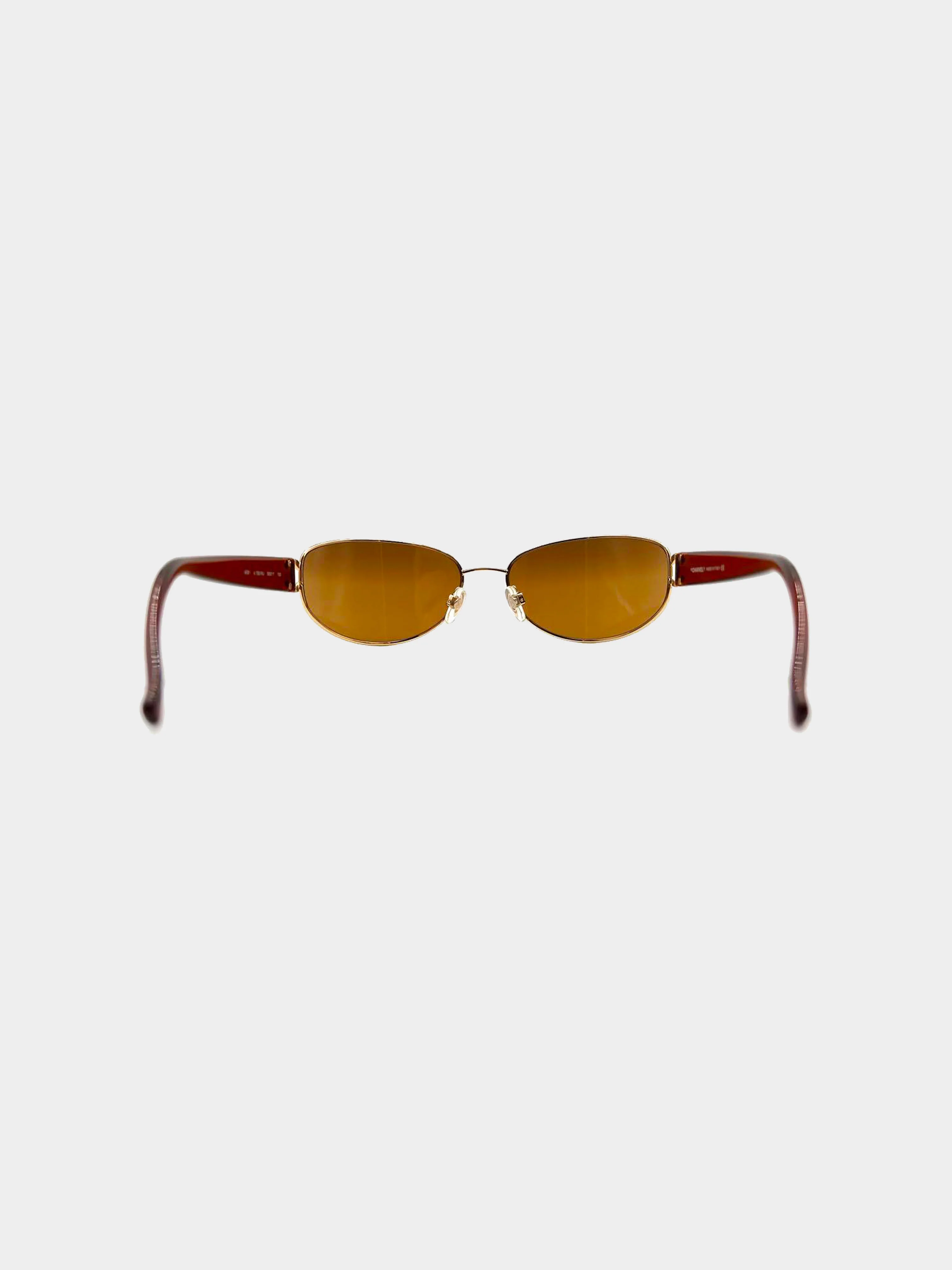 Chanel 2000s Rare Gold and Brown 4081 CC Oval Sunglasses - Image 4