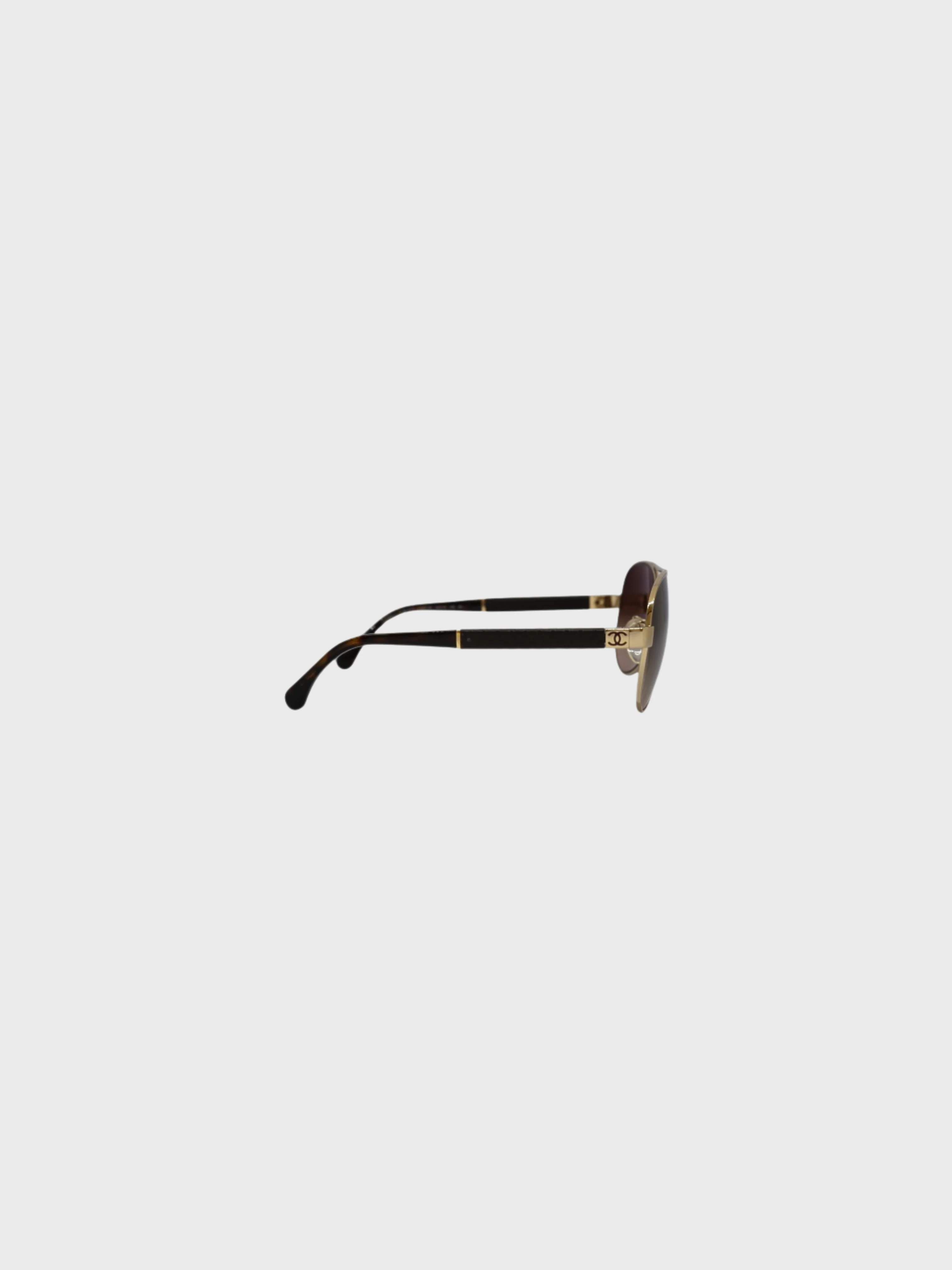 Chanel 2000s Gold Brown Teardrop Sunglasses - Image 3