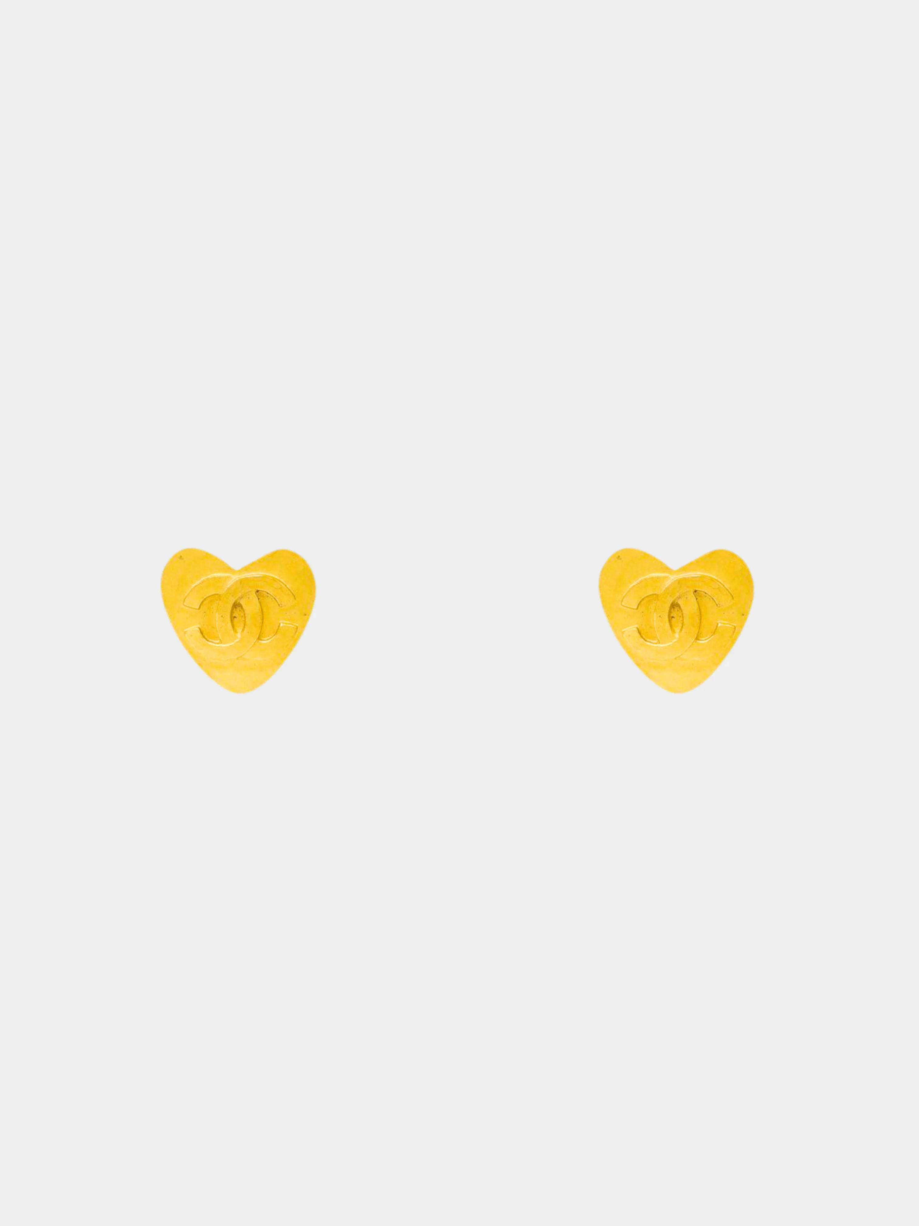 Chanel 2000s Gold Coco Heart Clip-on Earrings