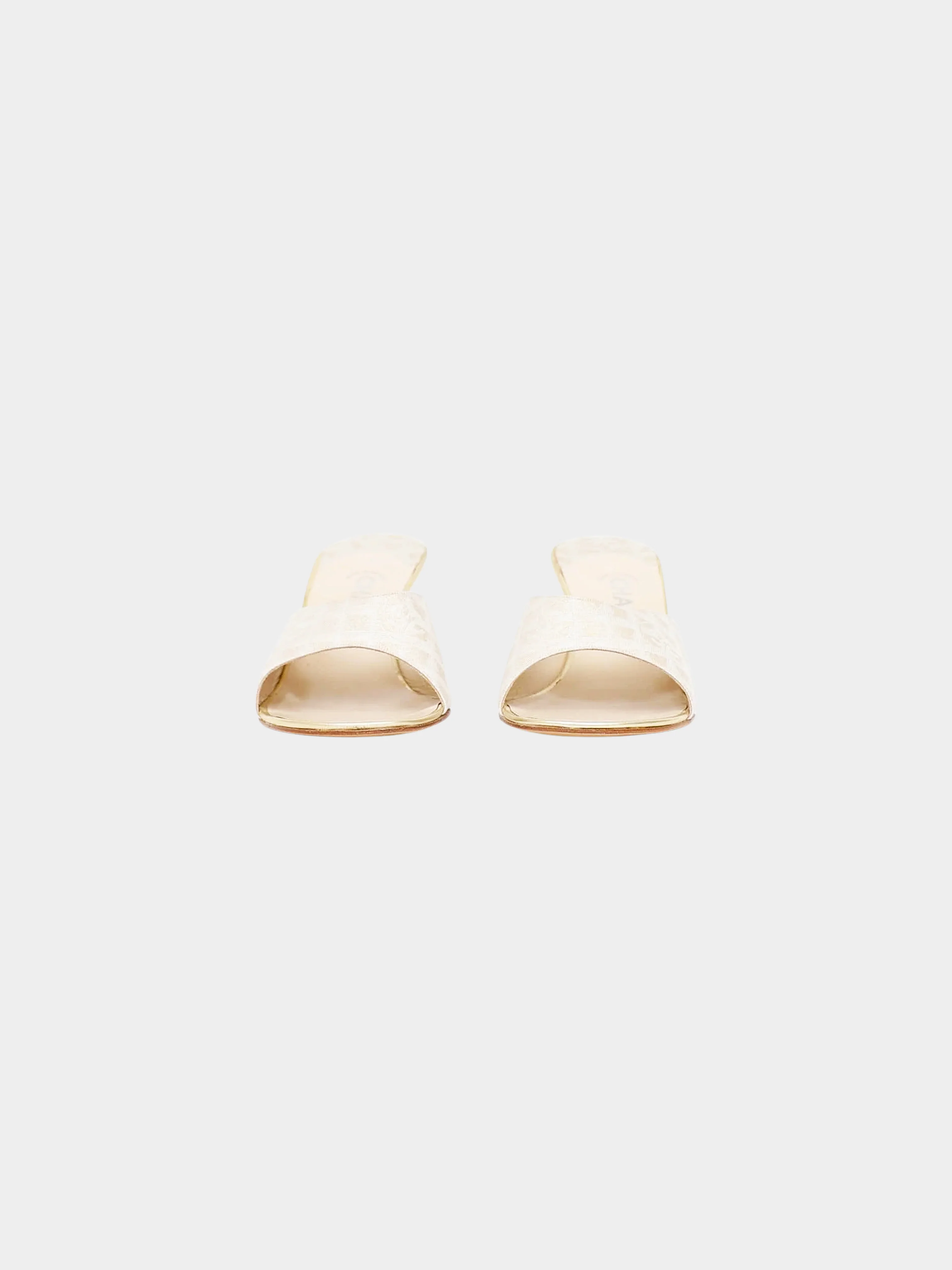 Chanel 2000s Gold Travel Ligne Heeled Mules - Image 2