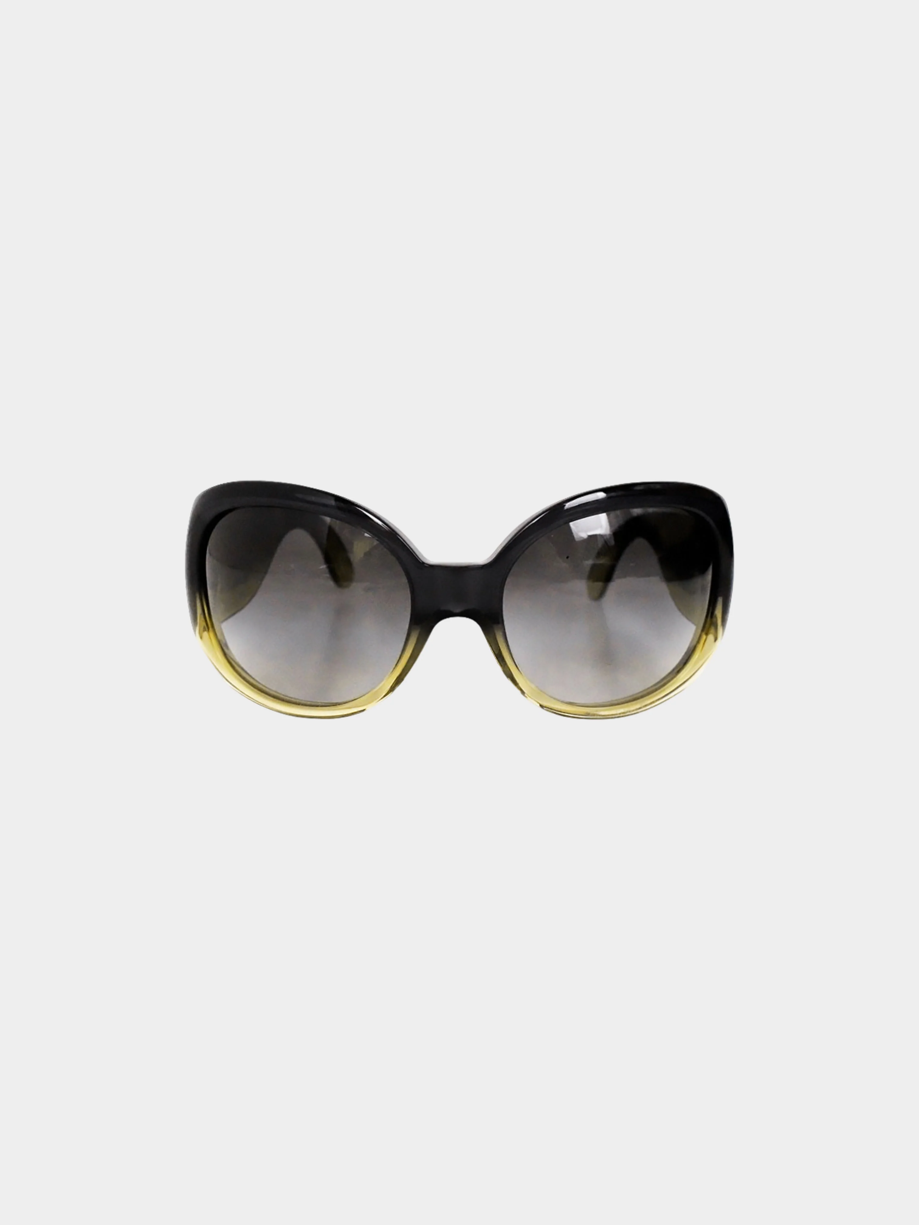 Chanel 2000s Green and Black Gradient Sunshine Oversized Sunglasses - Image 2