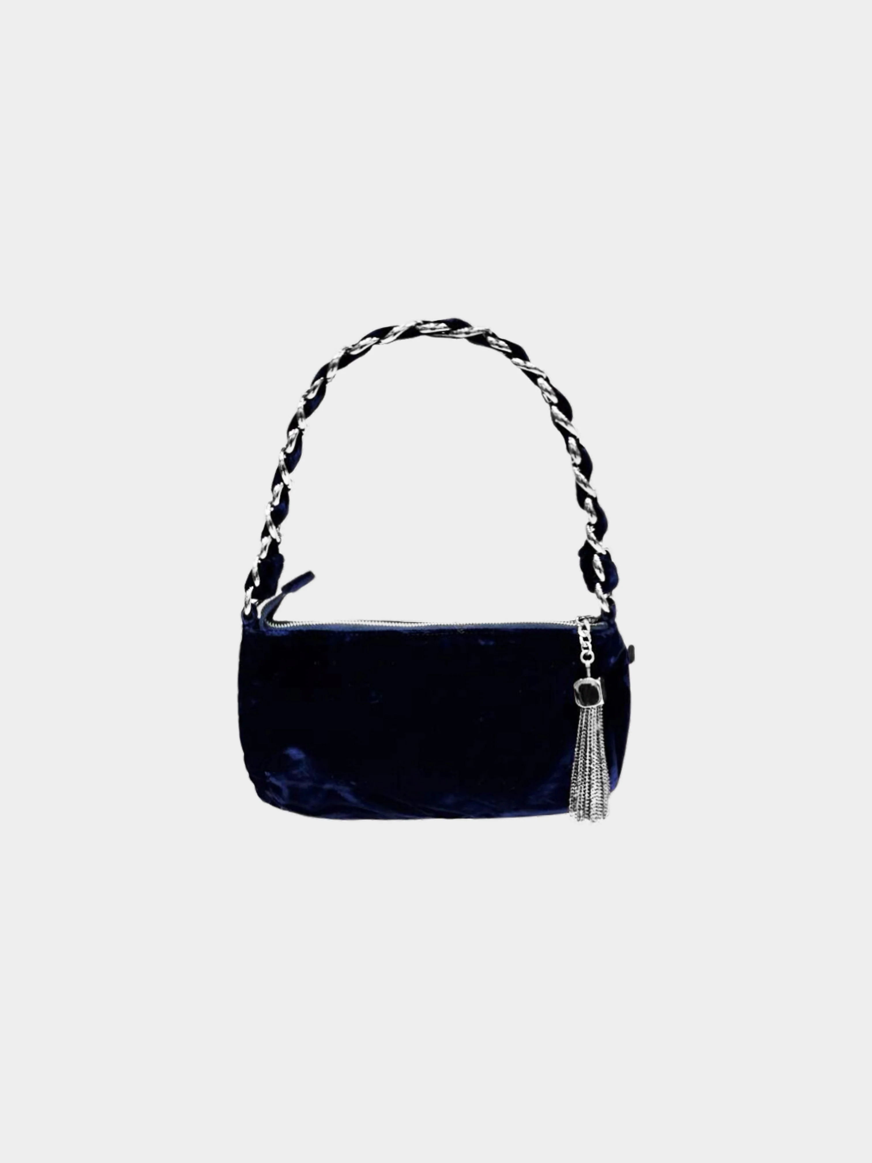Chanel 2000s Midnight Blue Velvet CC-embossed Evening Bag - Image 2