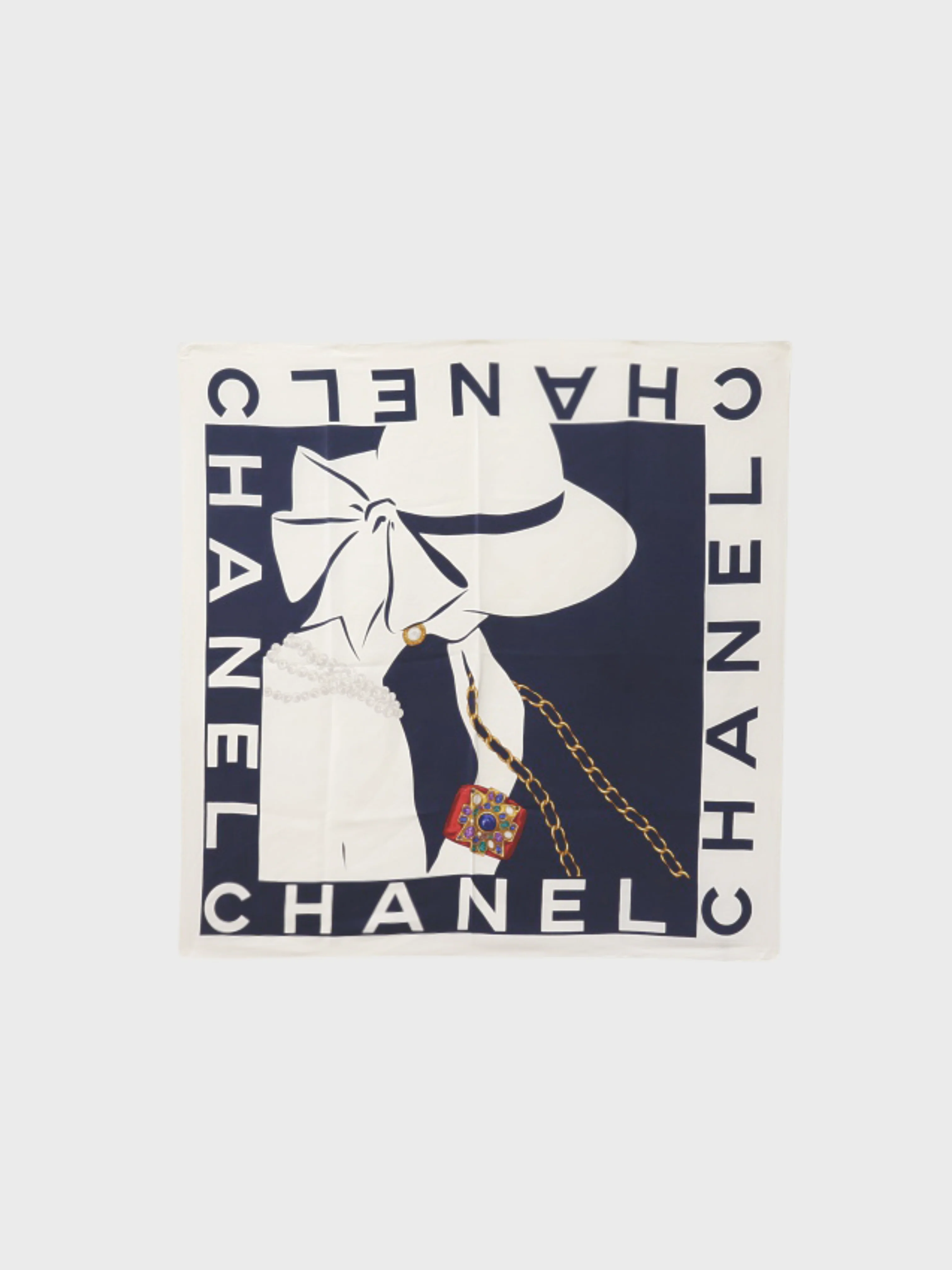 Chanel 2000s Multicolor Silk COCO Scarf