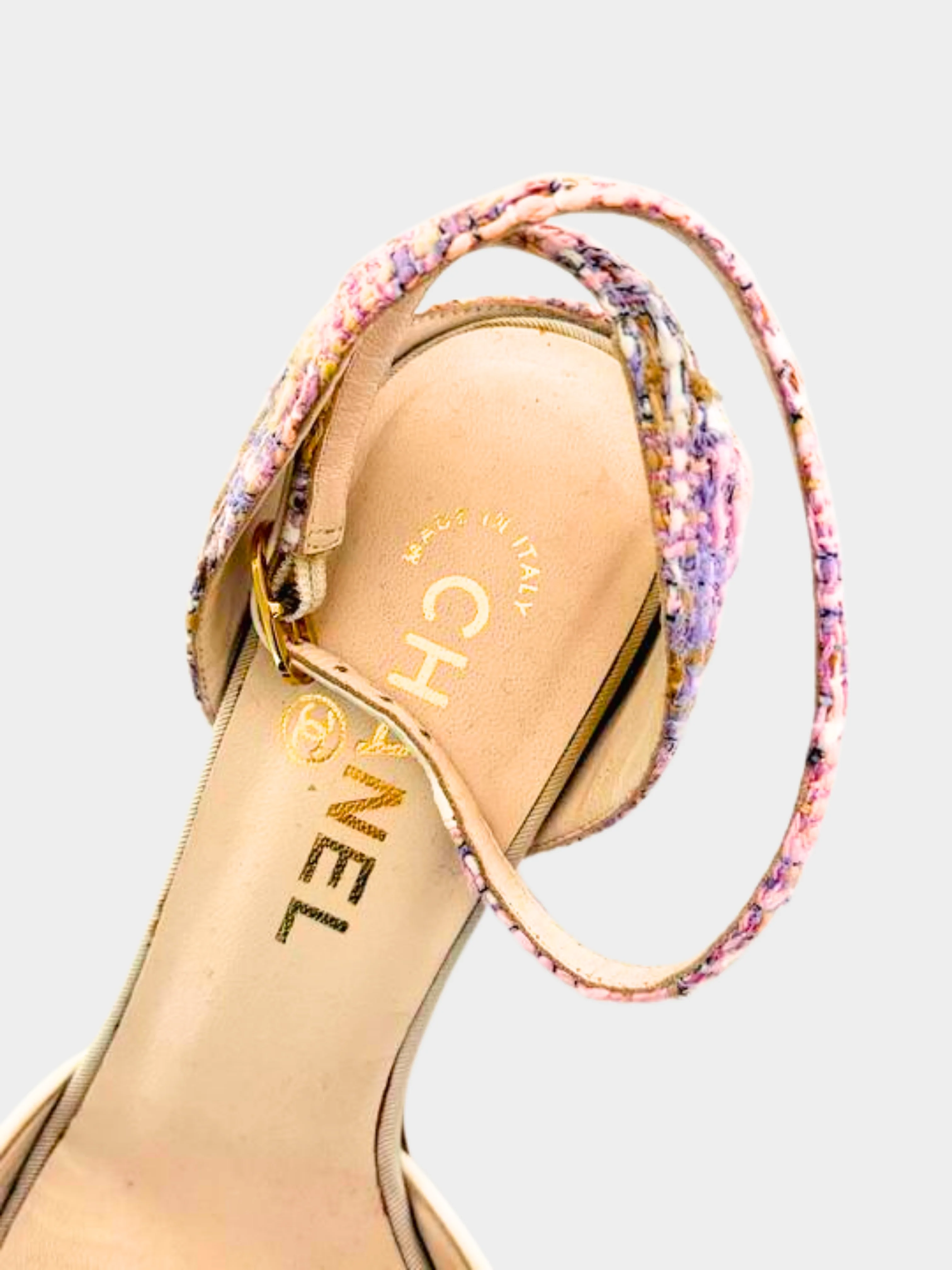 Chanel 2000s Multicolor Tweed Peep Toe Heels - Image 4