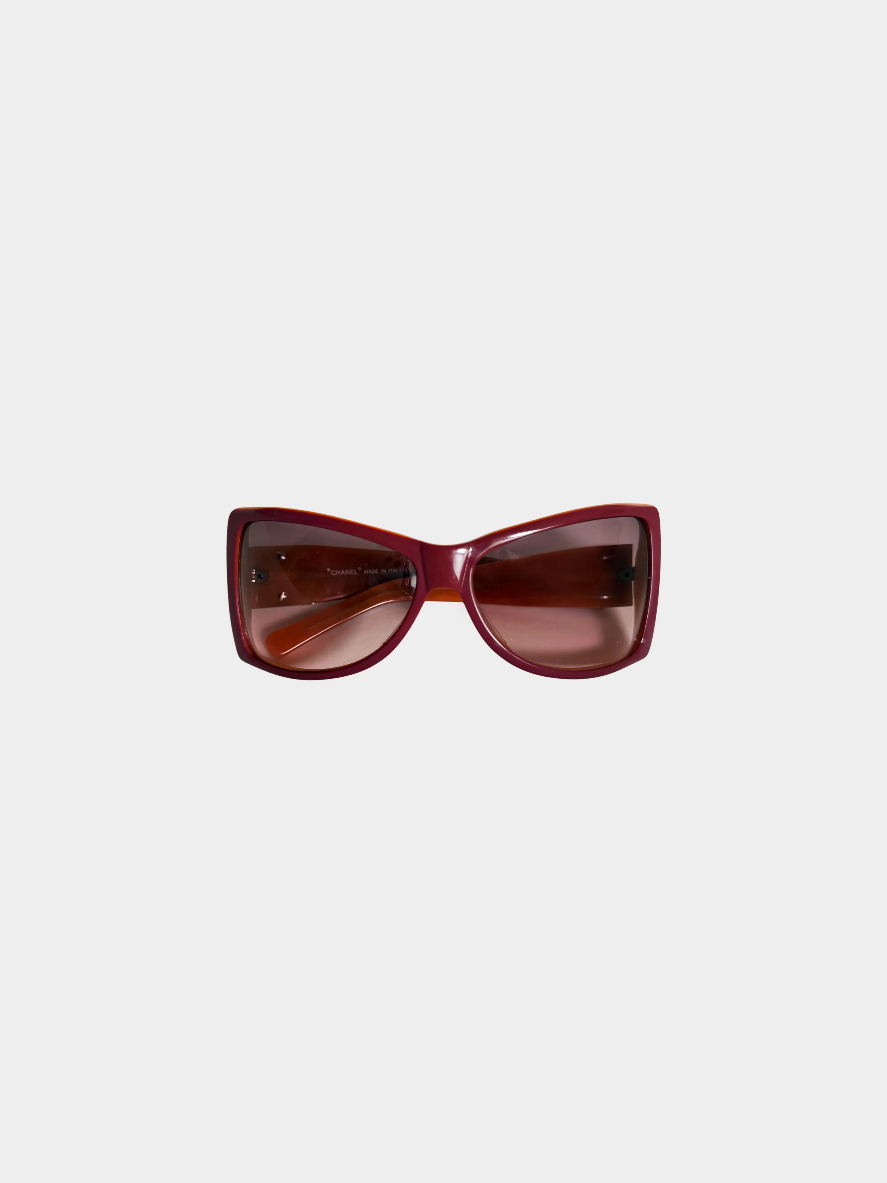 Chanel 2000s Pink and Orange CC Butterfly Oversized Sunglasses - Image 2