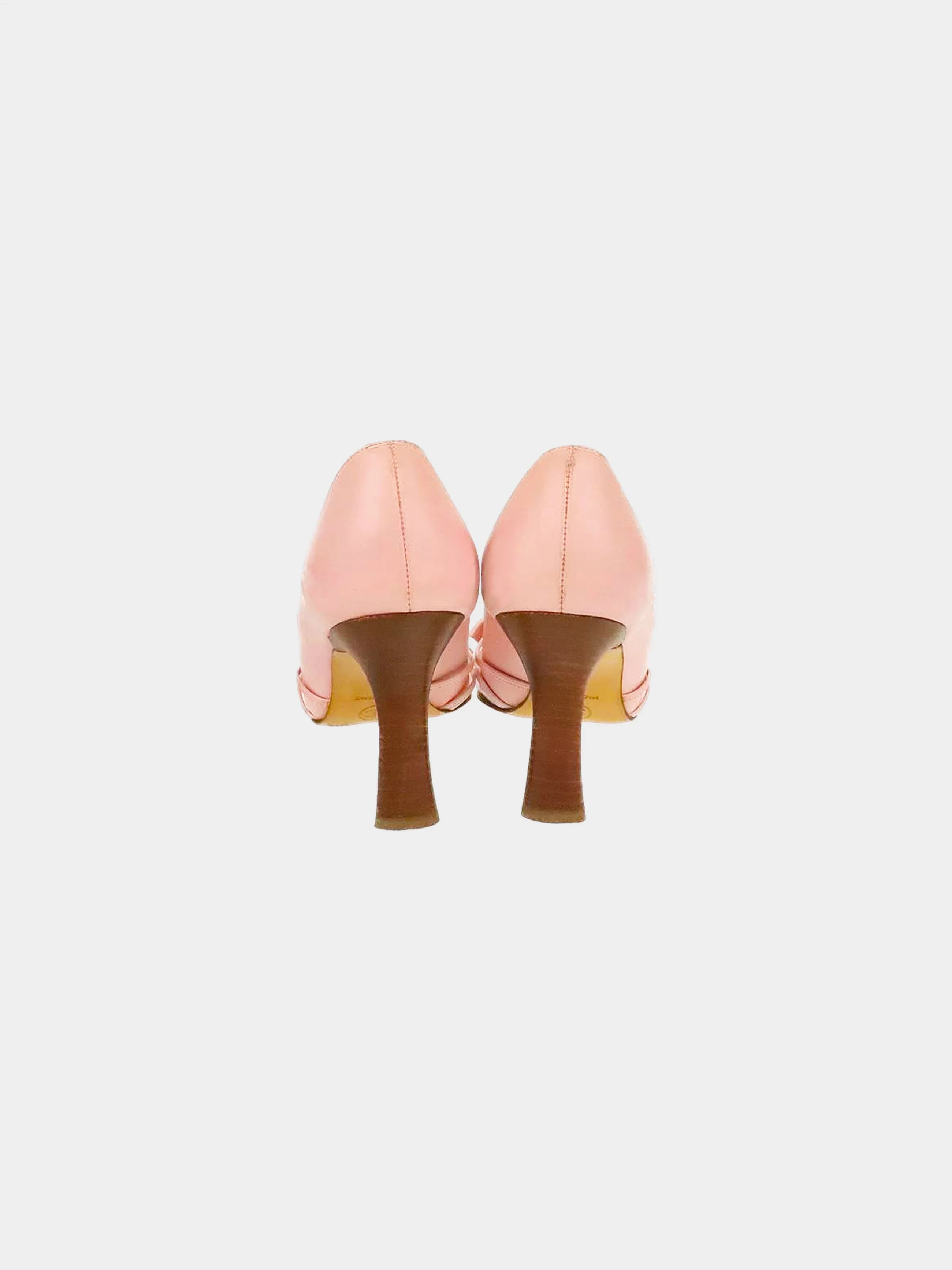 Chanel 2000s Pink CC Dainty Leather Bow Pumps - Image 3