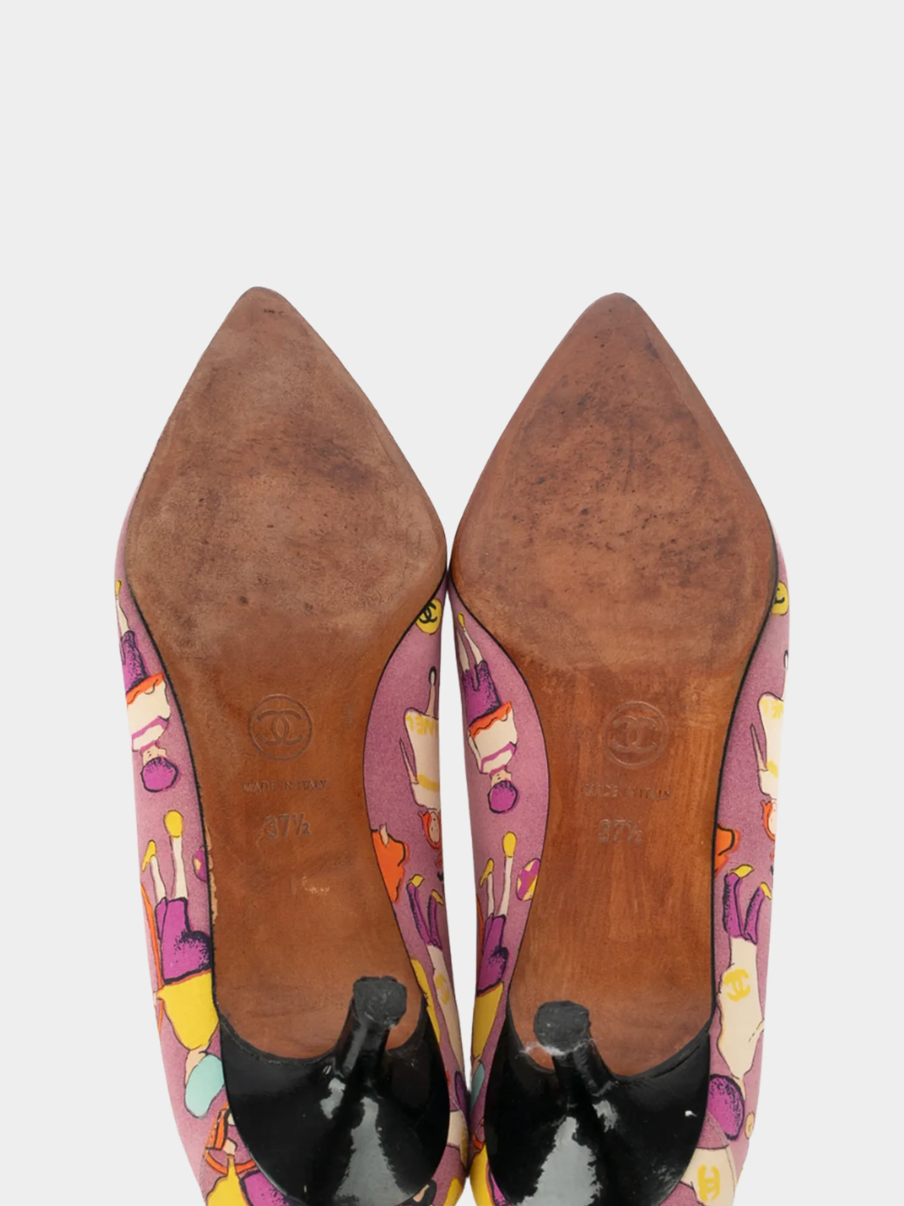 Chanel 2000s Pink Printed Canvas Pumps - Image 6