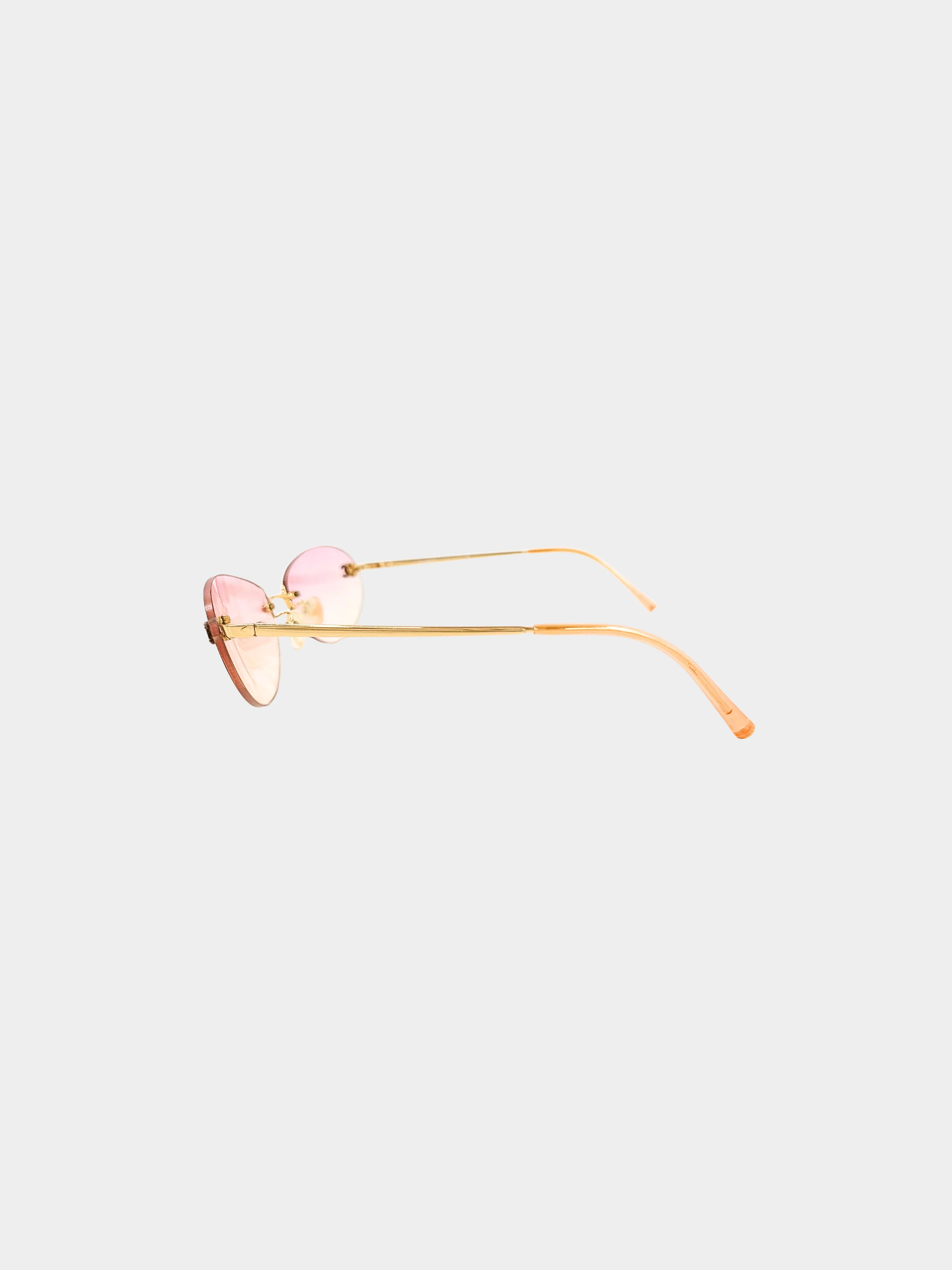Chanel 2000s Pink Rimless CC 4003 Oval Sunglasses - Image 2