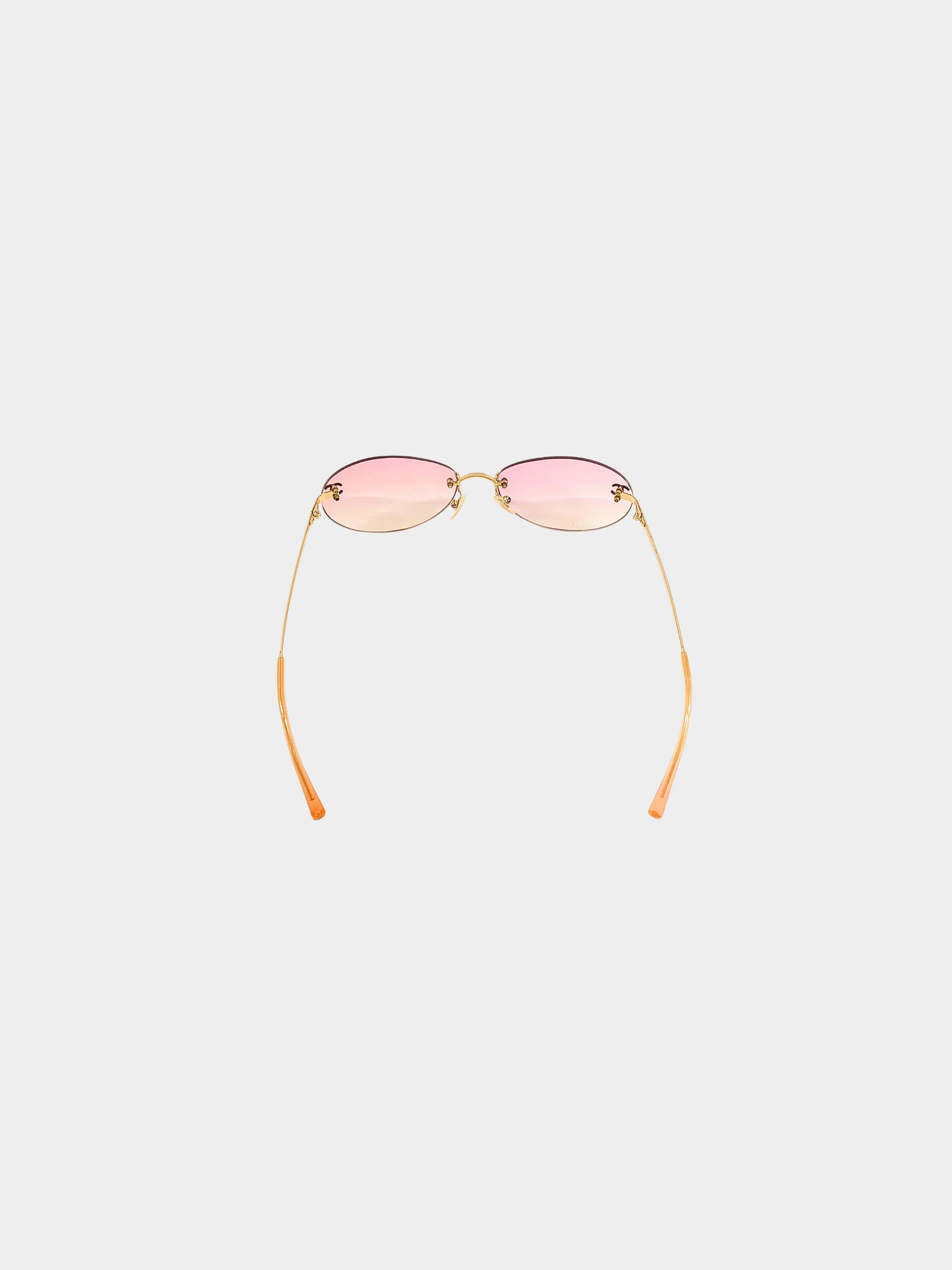 Chanel 2000s Pink Rimless CC 4003 Oval Sunglasses - Image 3