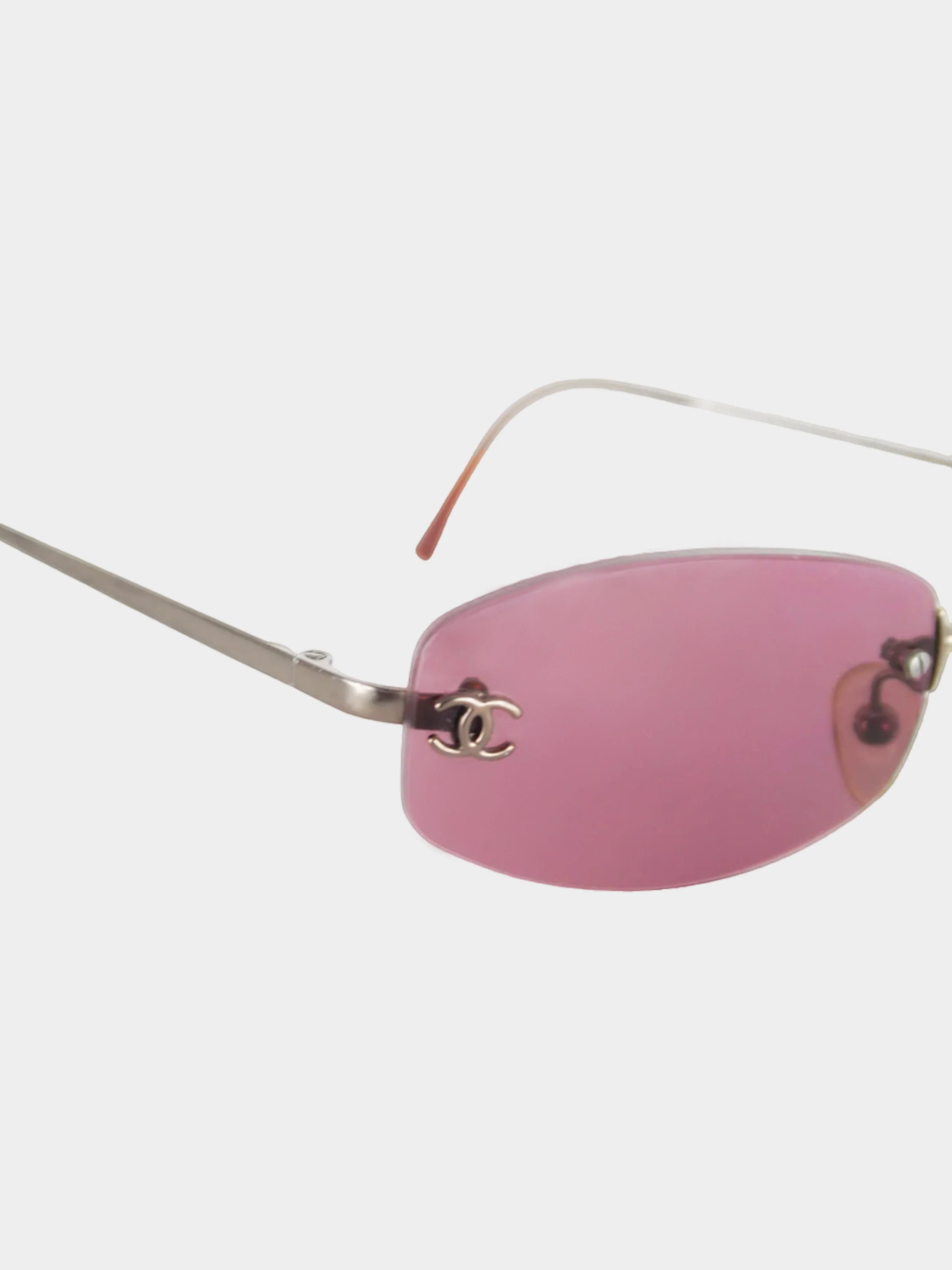 Chanel 2000s Pink Rimless Sunglasses - Image 2