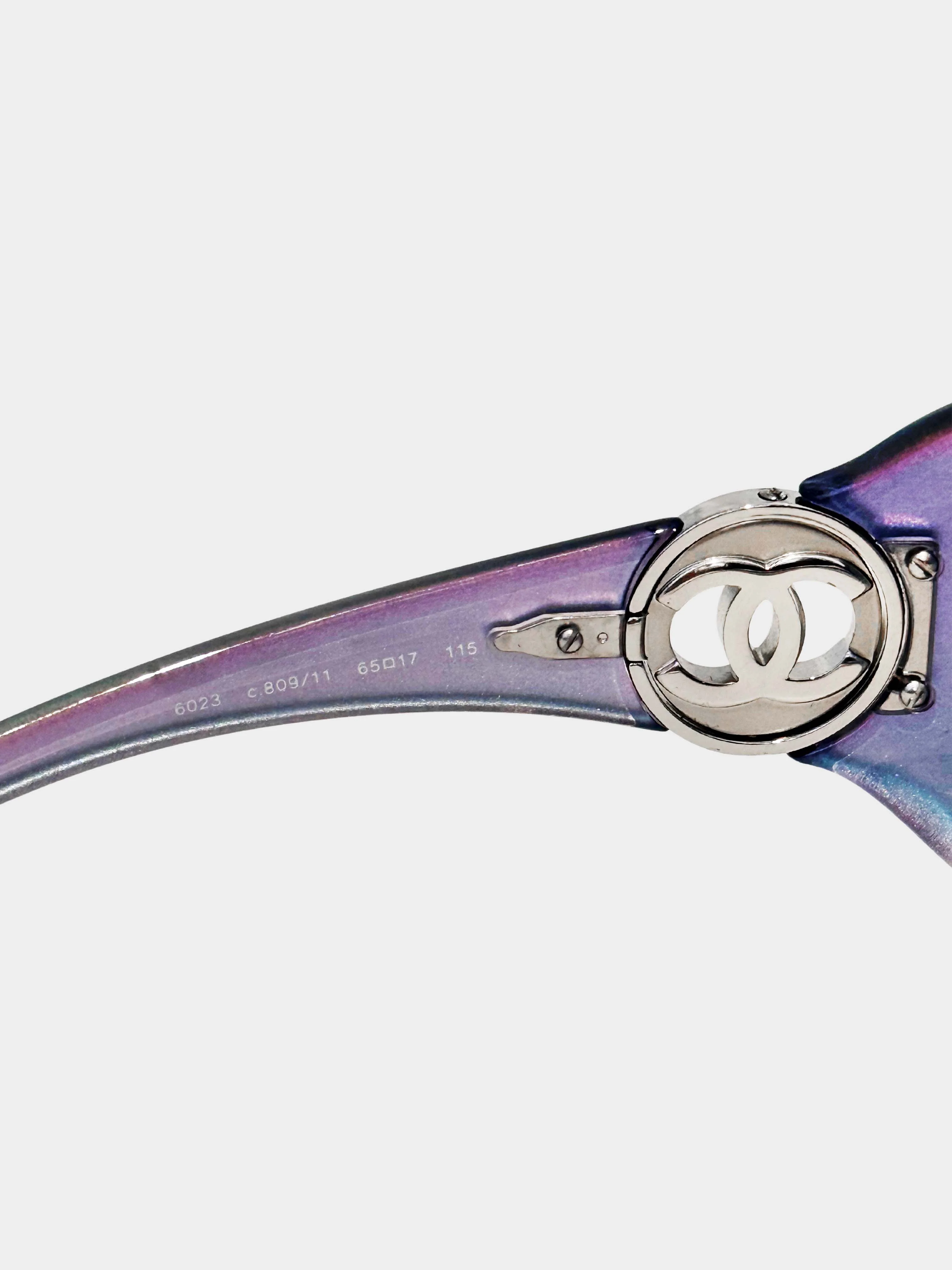 Chanel 2000s Purple CC 6023 Oversized Sunglasses - Image 5