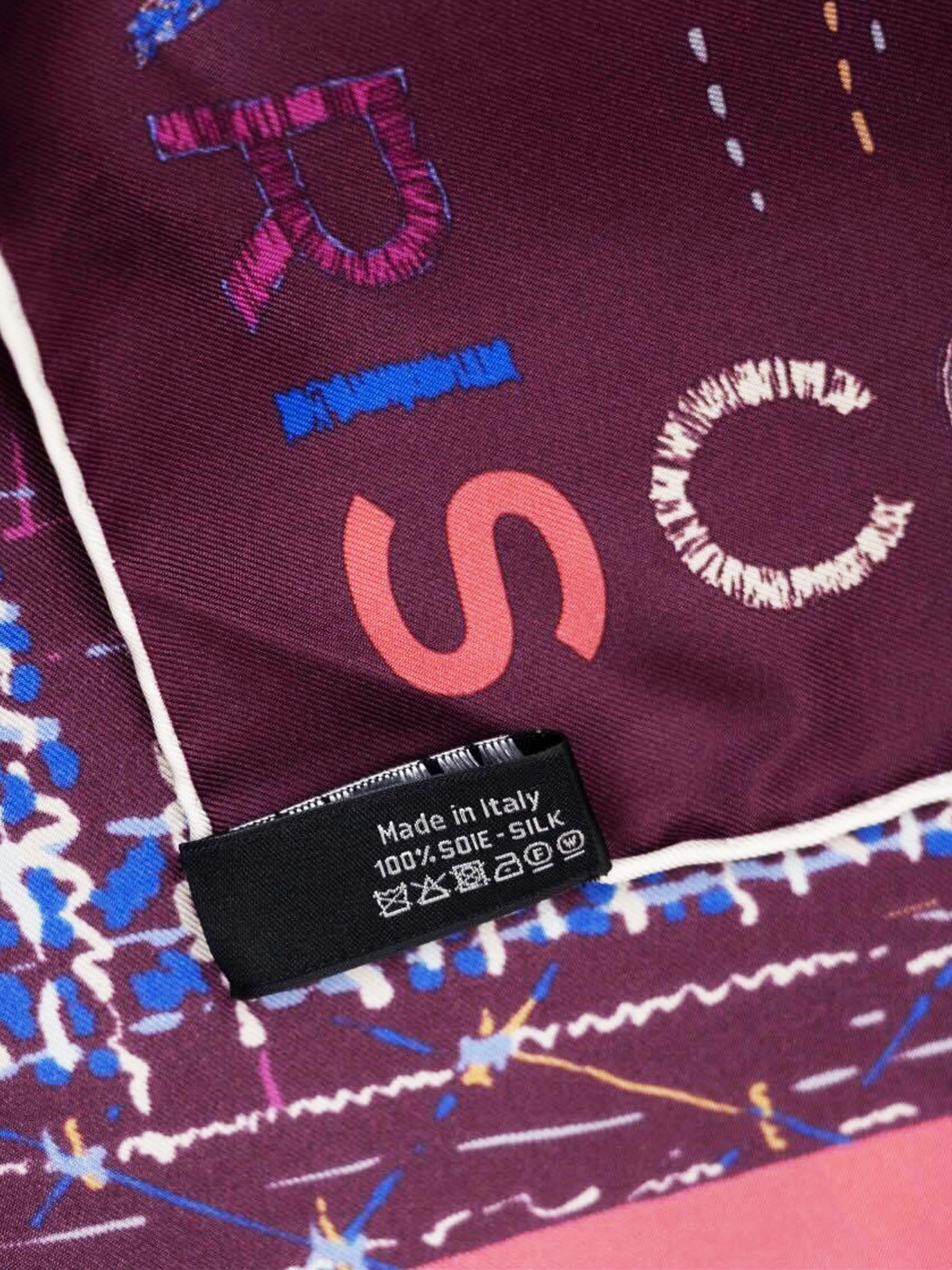 Chanel 2000s Purple Rue Cambon Multicolor "Tweed" Pattern Print Silk Scarf - Image 3