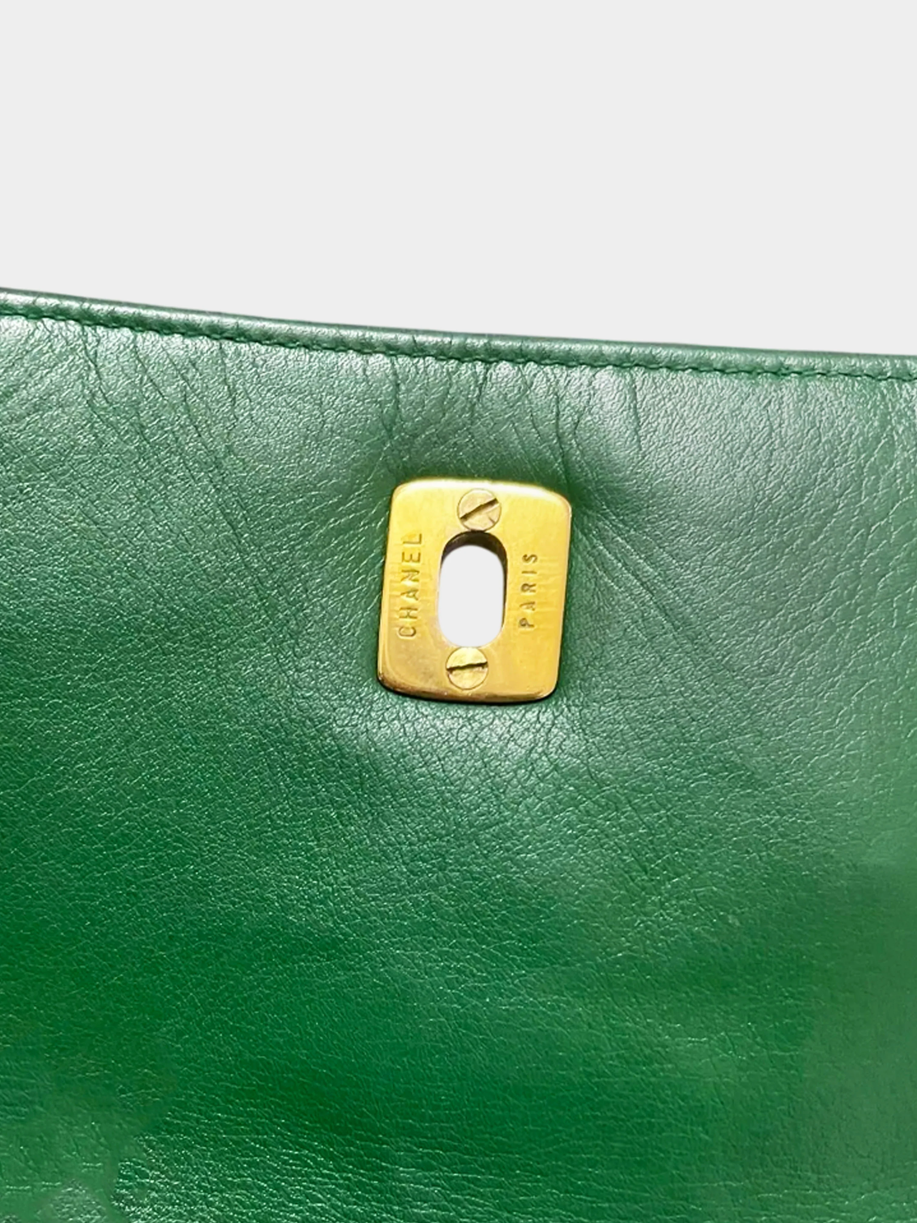 Chanel 2000s Rare Emerald Green Quilted Leather Mini Crossbody Bag - Image 4
