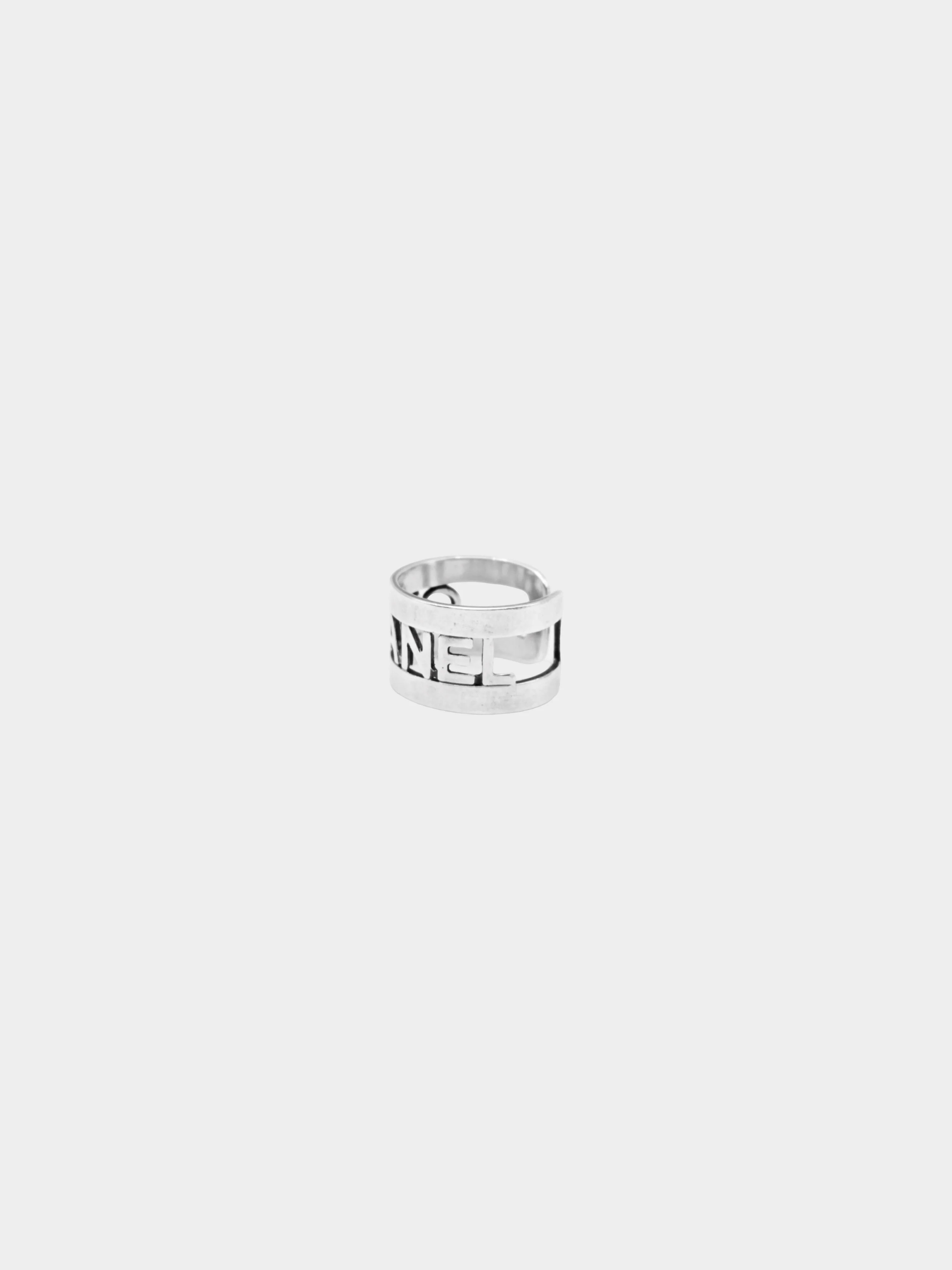 Chanel 2000s Rare Silver Chanel Logo Ring - Image 2