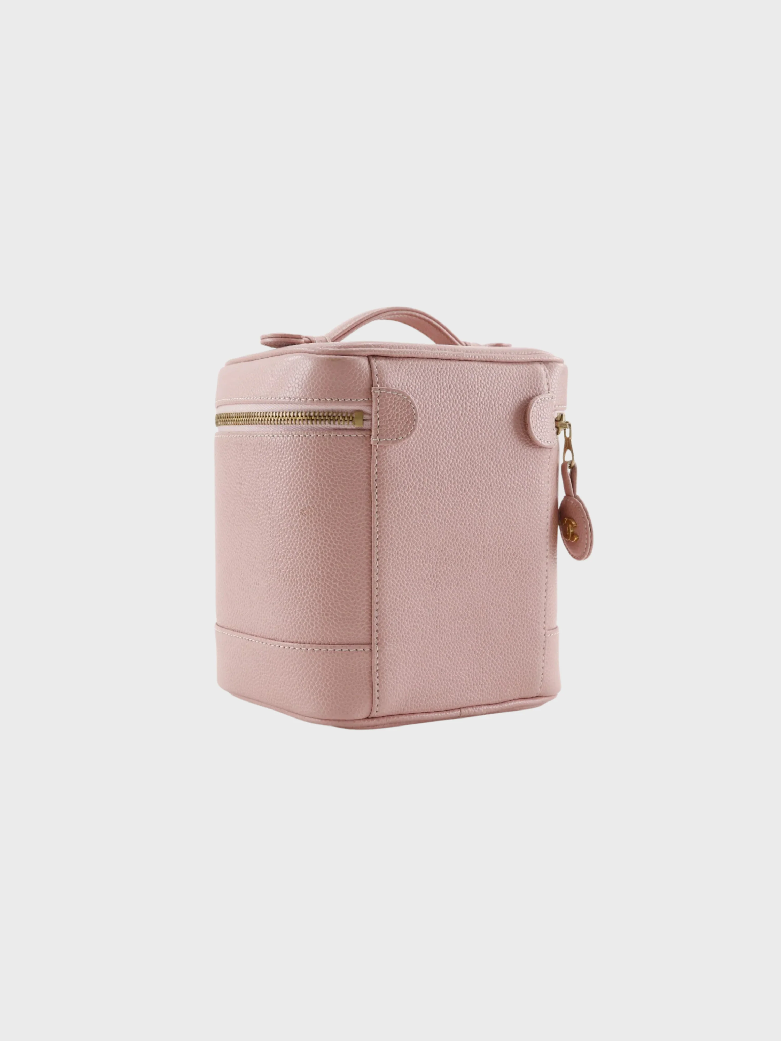 Chanel 2000s Raspberry Pink Caviar COCO Mark Vanity Pouch - Image 3