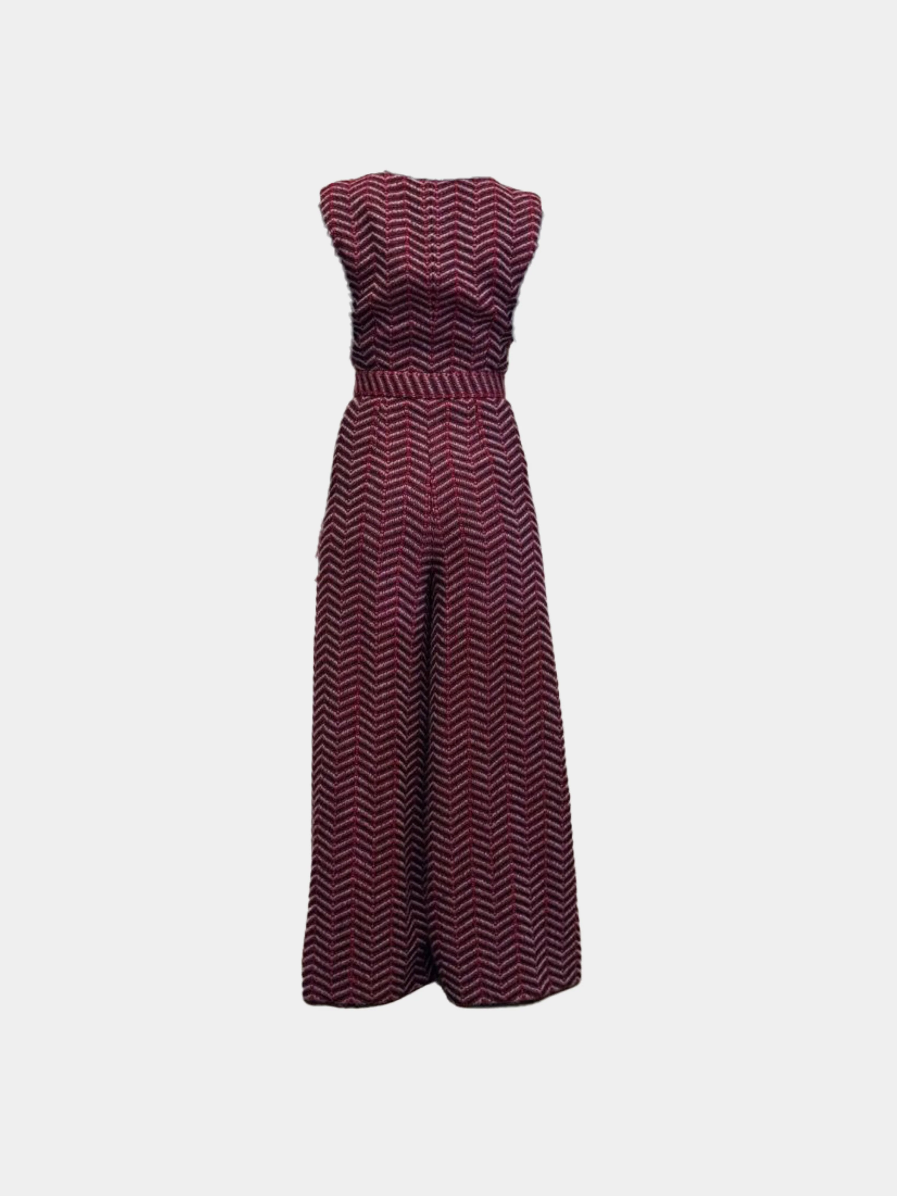 Chanel 2000s Red Wool Blend COCO Buttoned Jumpsuit - Image 2