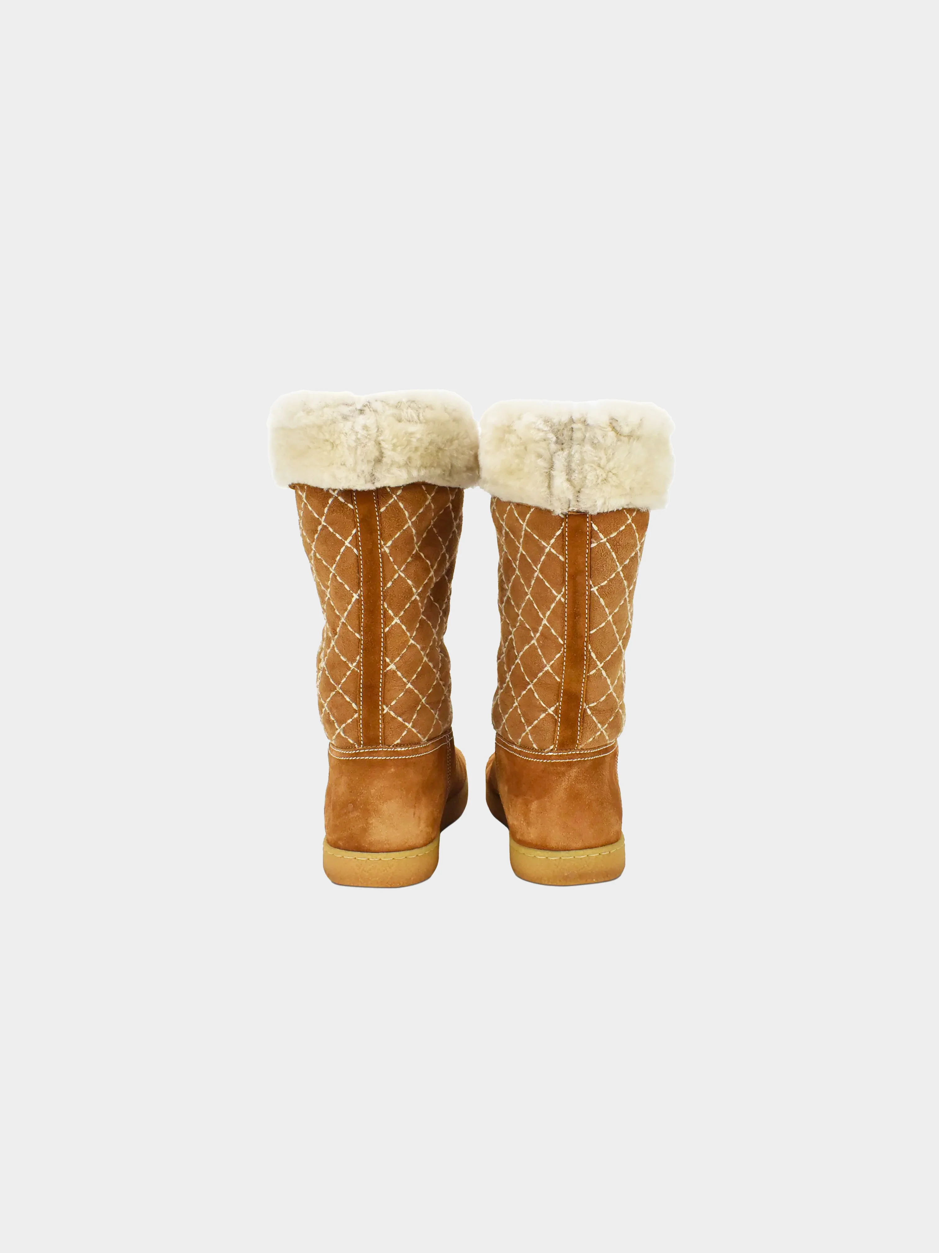 Chanel 2000s Shearling Logo Boots - Image 3