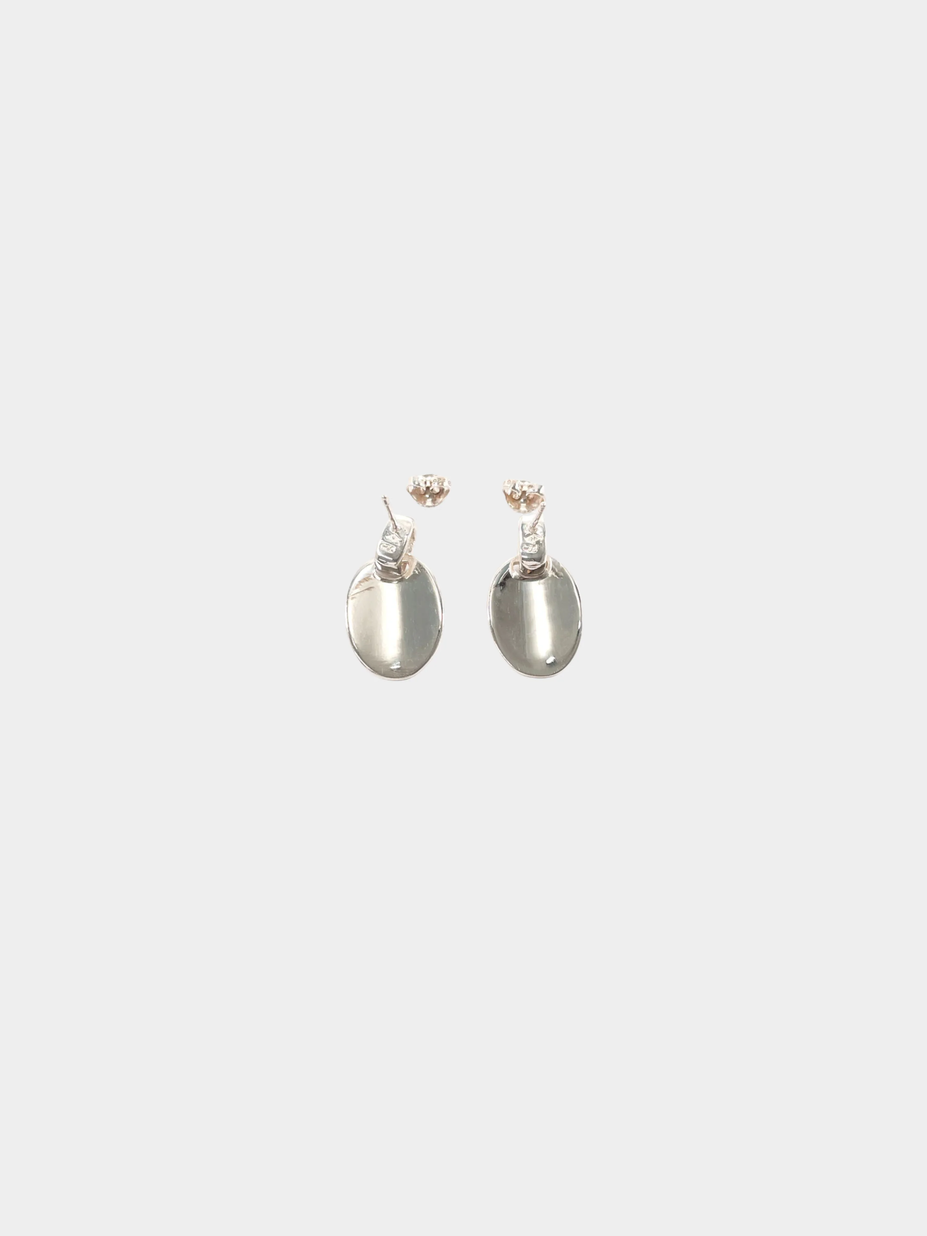 Chanel 2000s Silver Oval Drop Earrings - Image 2