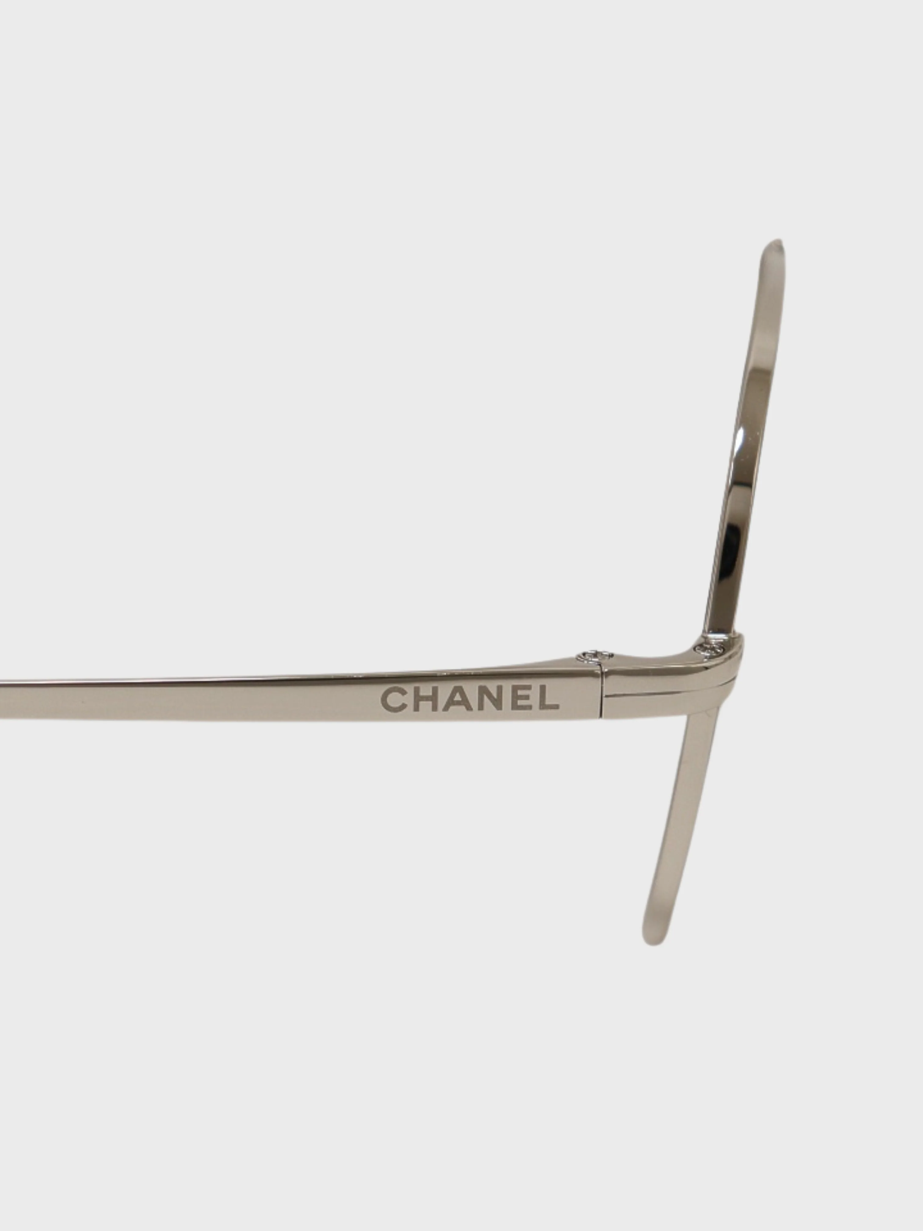Chanel 2000s Silver Plated Metal COCO Sunglasses - Image 4