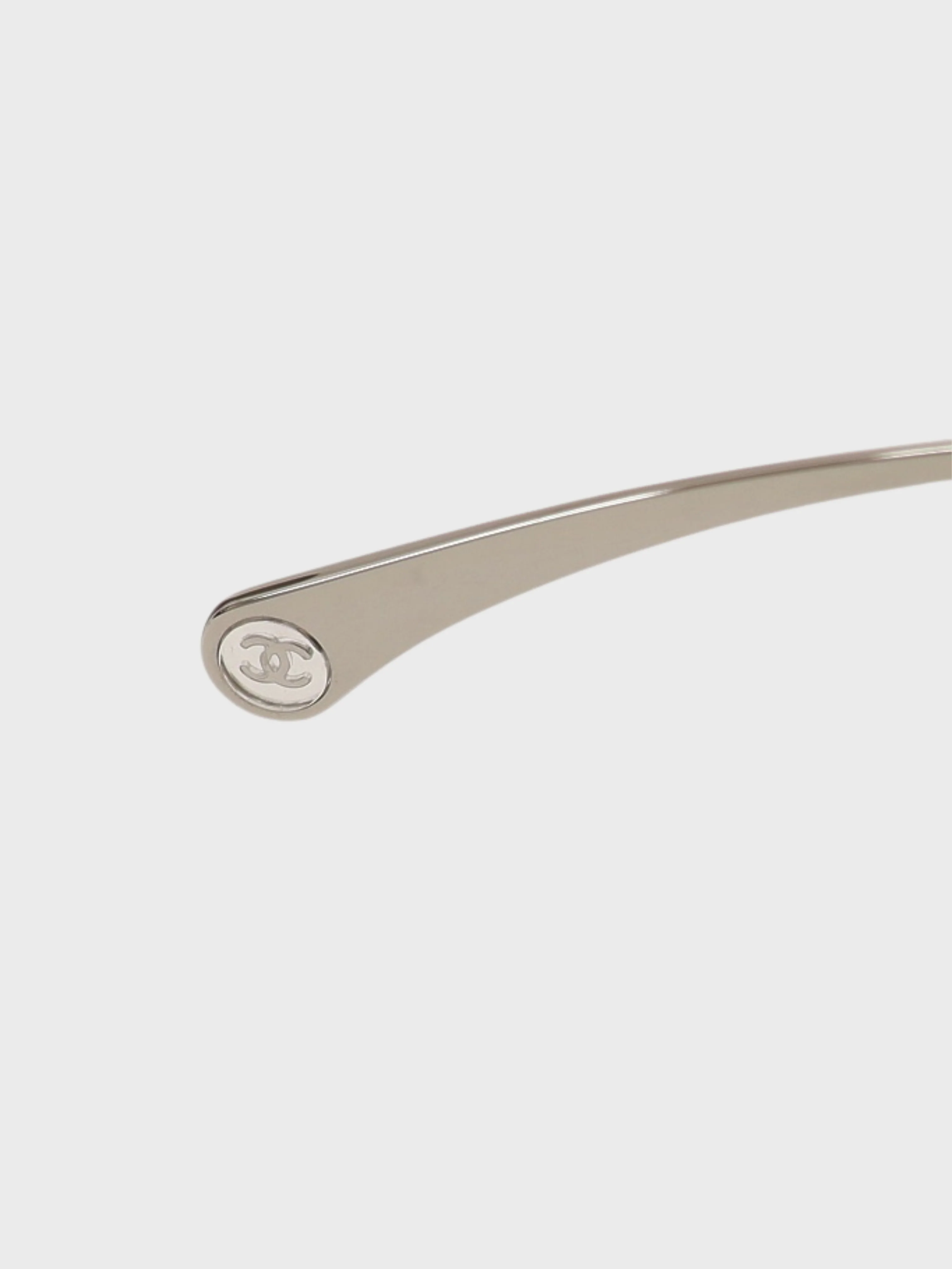 Chanel 2000s Silver Plated Metal COCO Sunglasses - Image 5
