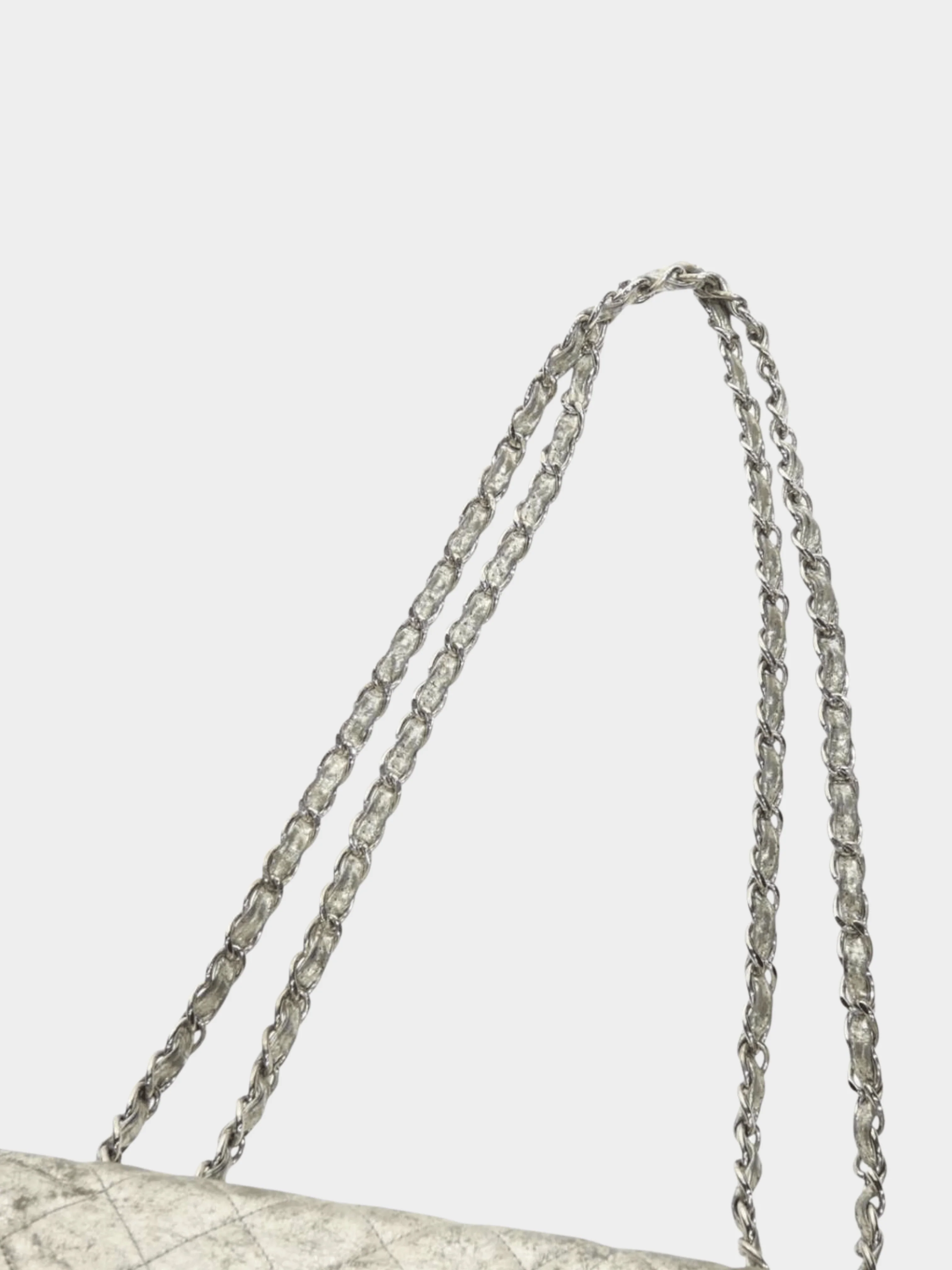 Chanel 2000s Silver Quilted Leather Classic Single Flap Bag - Image 5