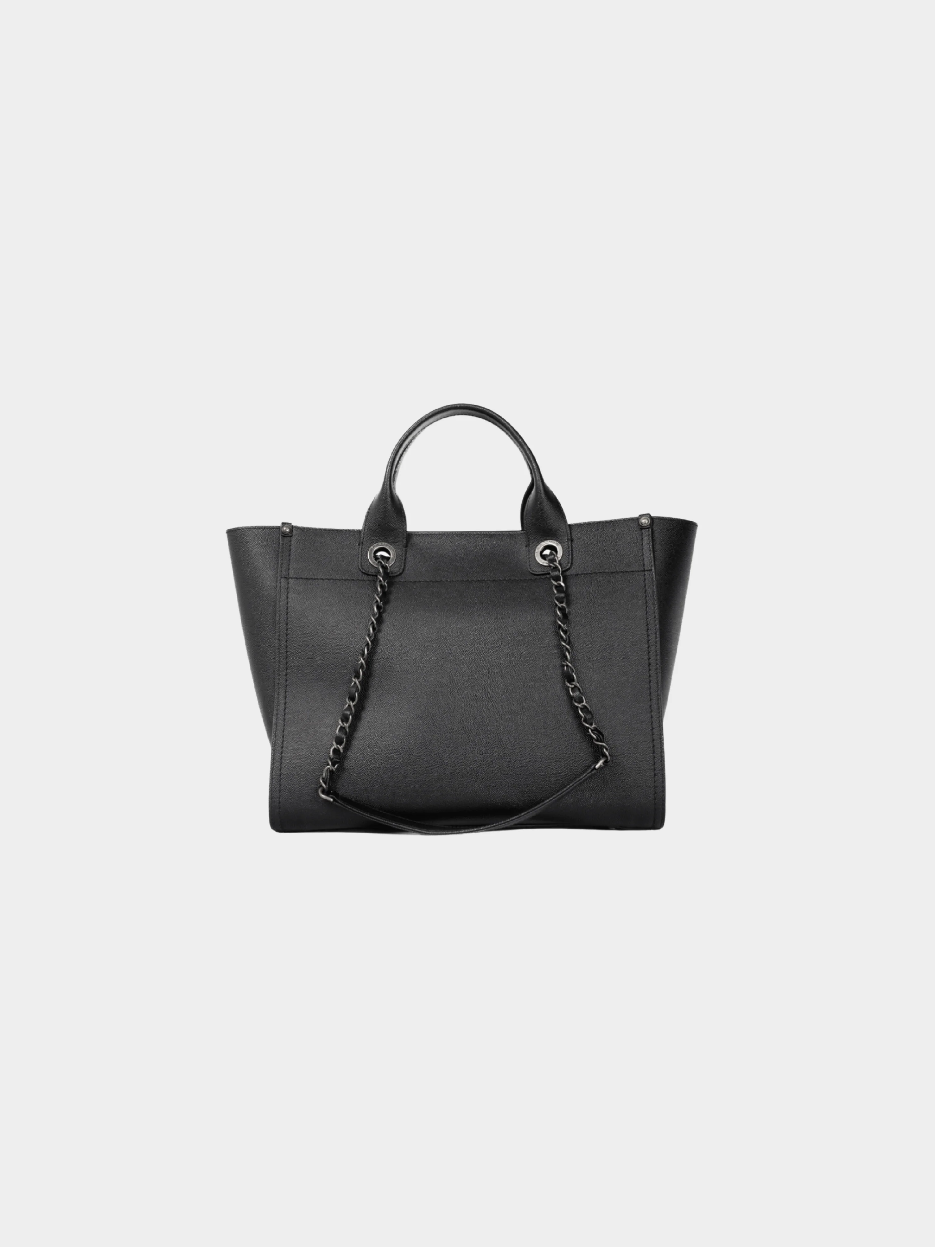 Chanel 2000s Small Deauville Black Caviar Studded Tote - Image 2