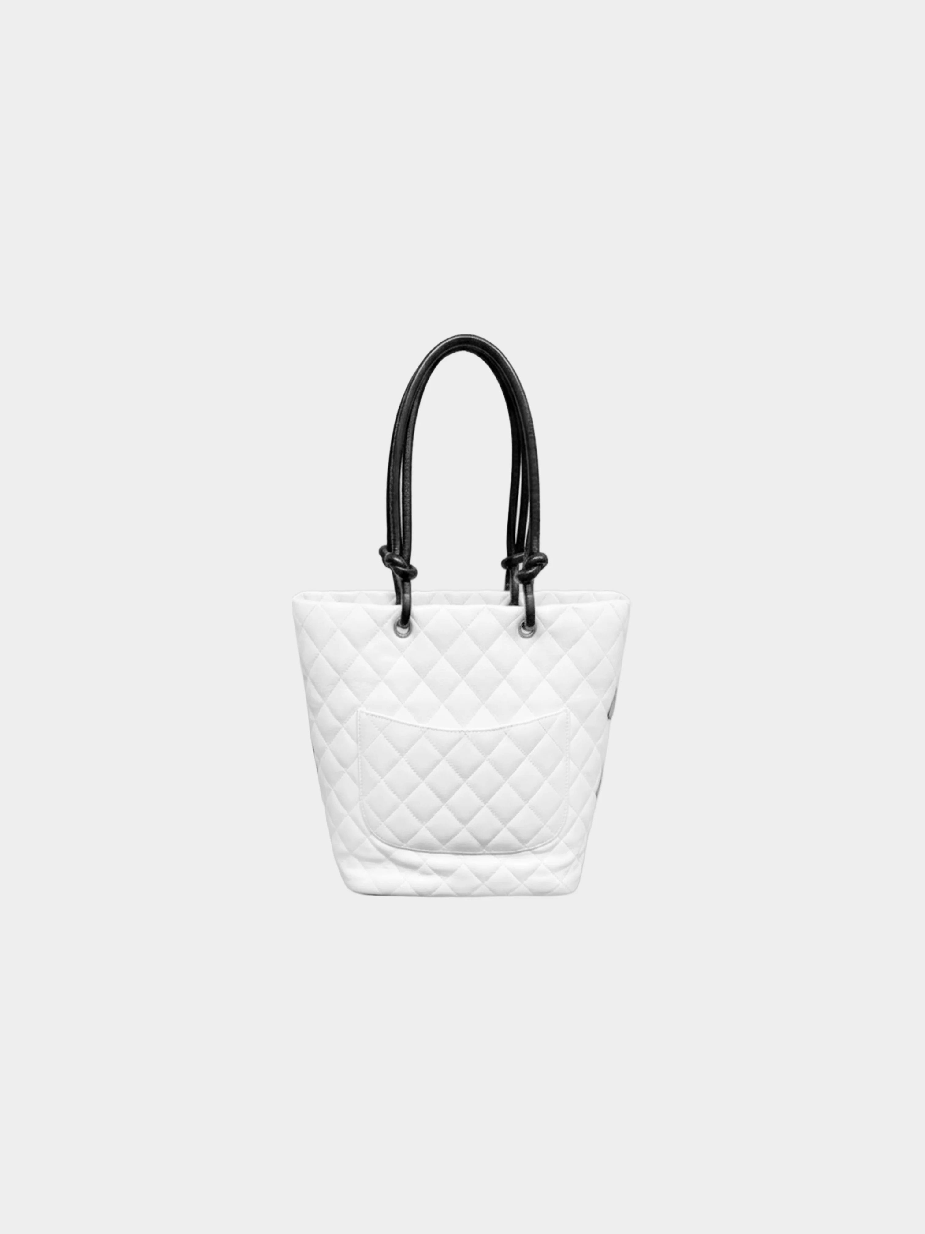 Chanel 2004-2005 White and Black CC Cambon Logo Tote - Image 2