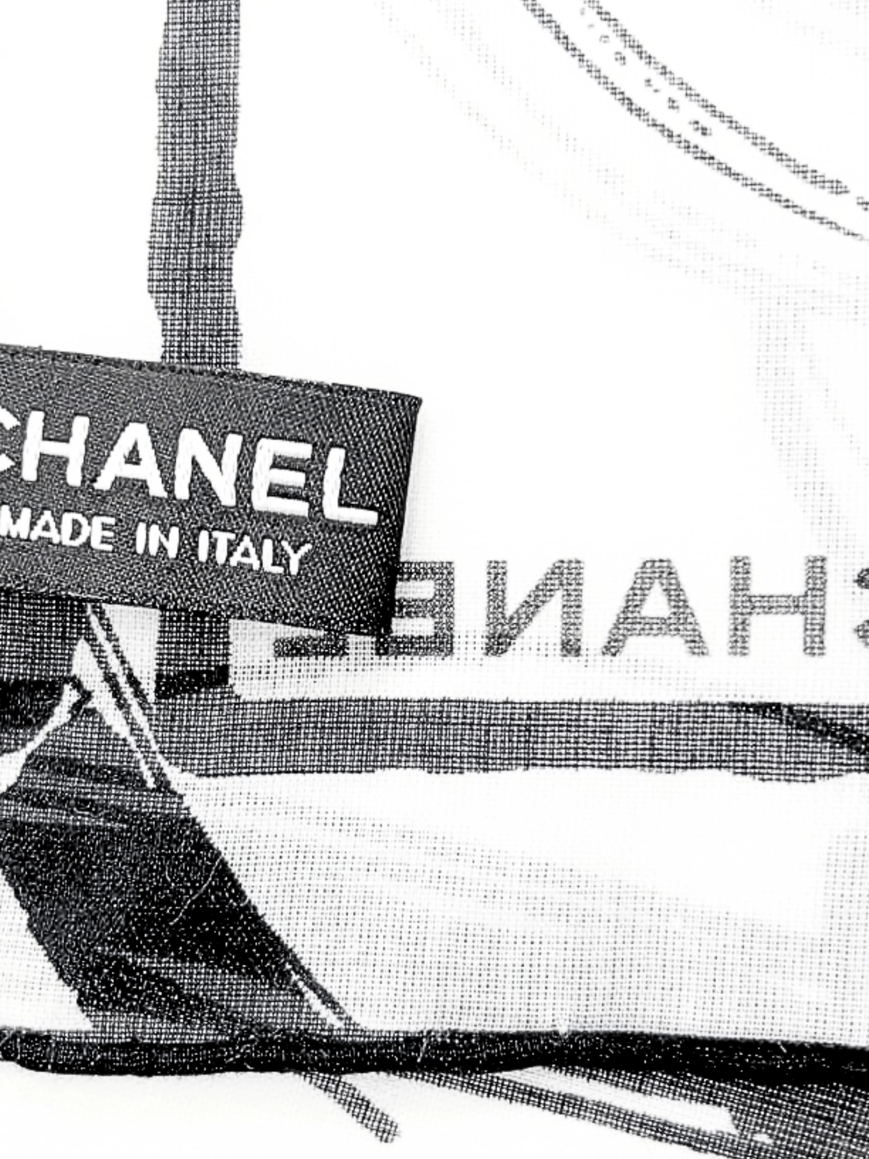 Chanel 2000s White and Black Chanel Jacket Print Scarf - Image 6
