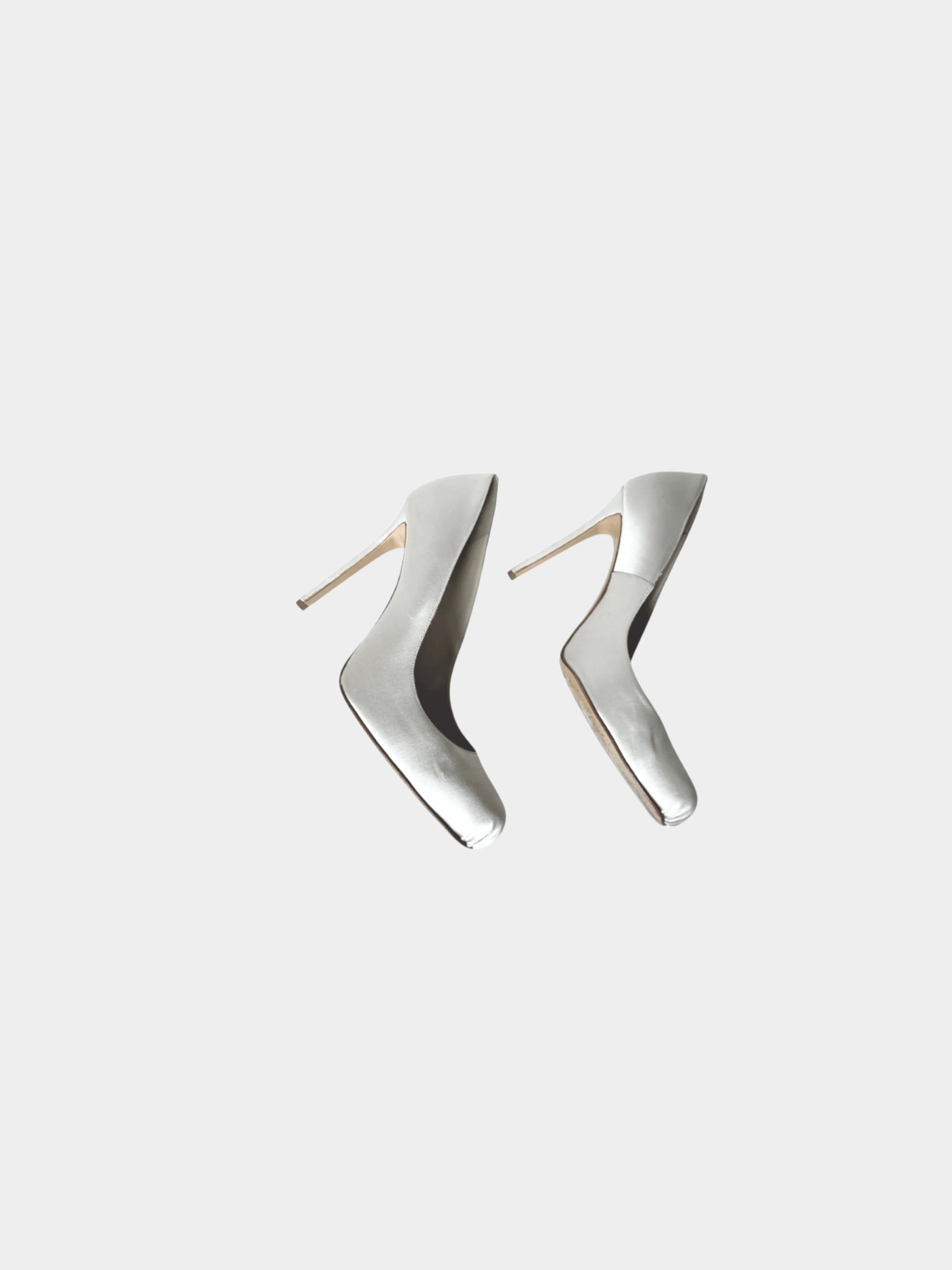 Chanel 2000s White Ballet Satin Metallic Heels - Image 3