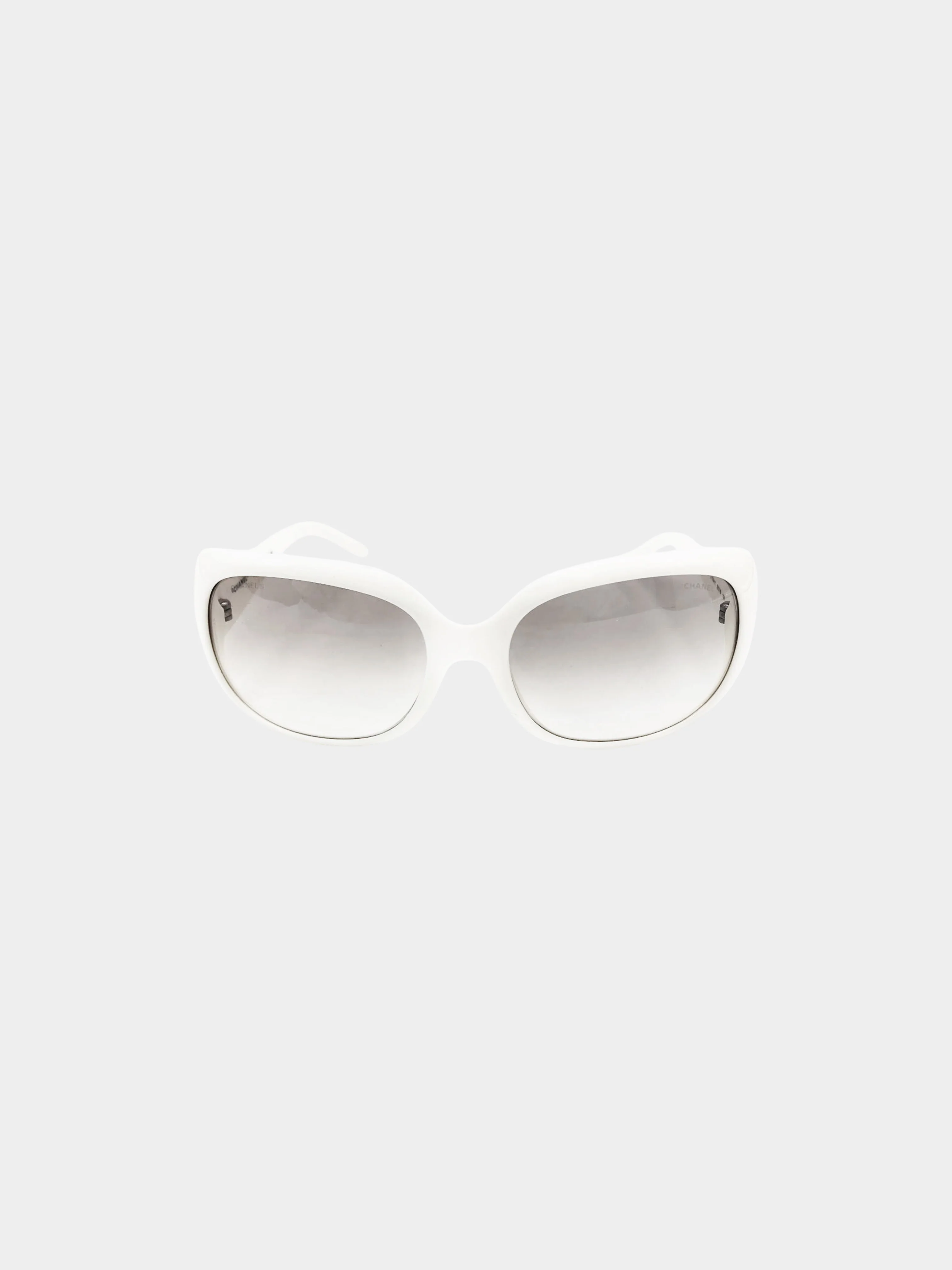 Chanel 2000s White CC Rhinestone Embellished Sunglasses - Image 2