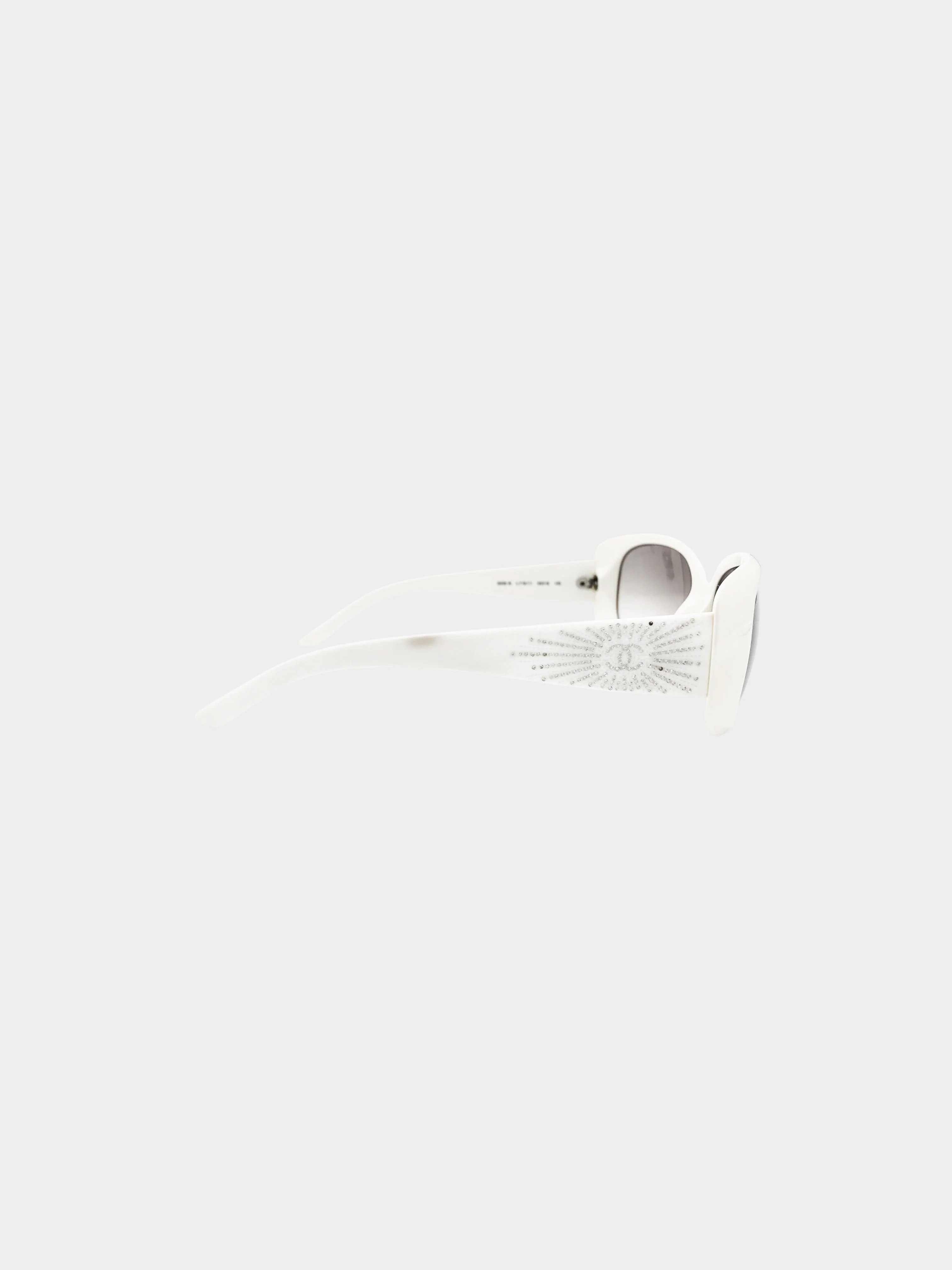 Chanel 2000s White CC Rhinestone Embellished Sunglasses - Image 3