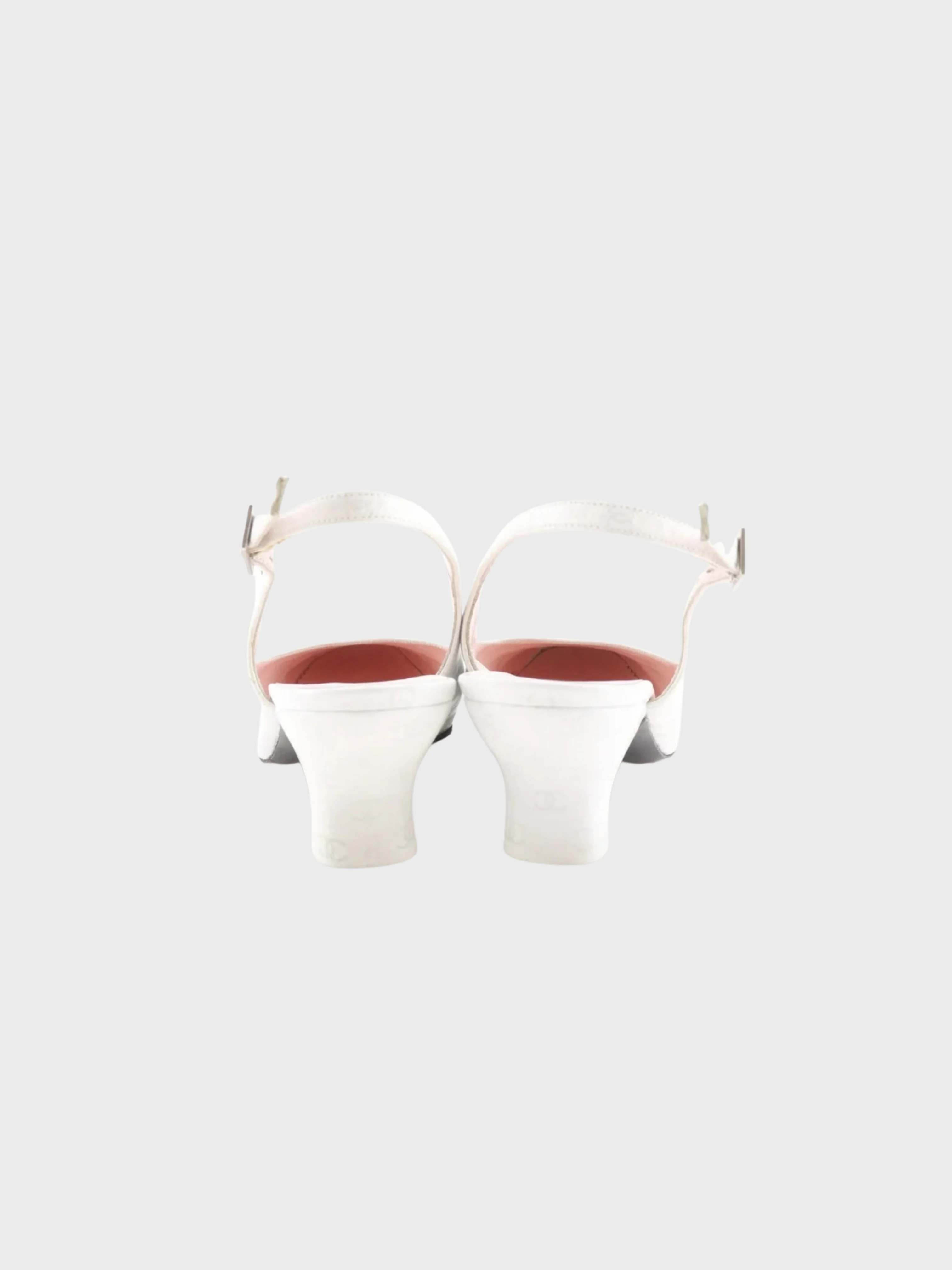 Chanel 1990s White Leather CC Backstrap Pumps - Image 3