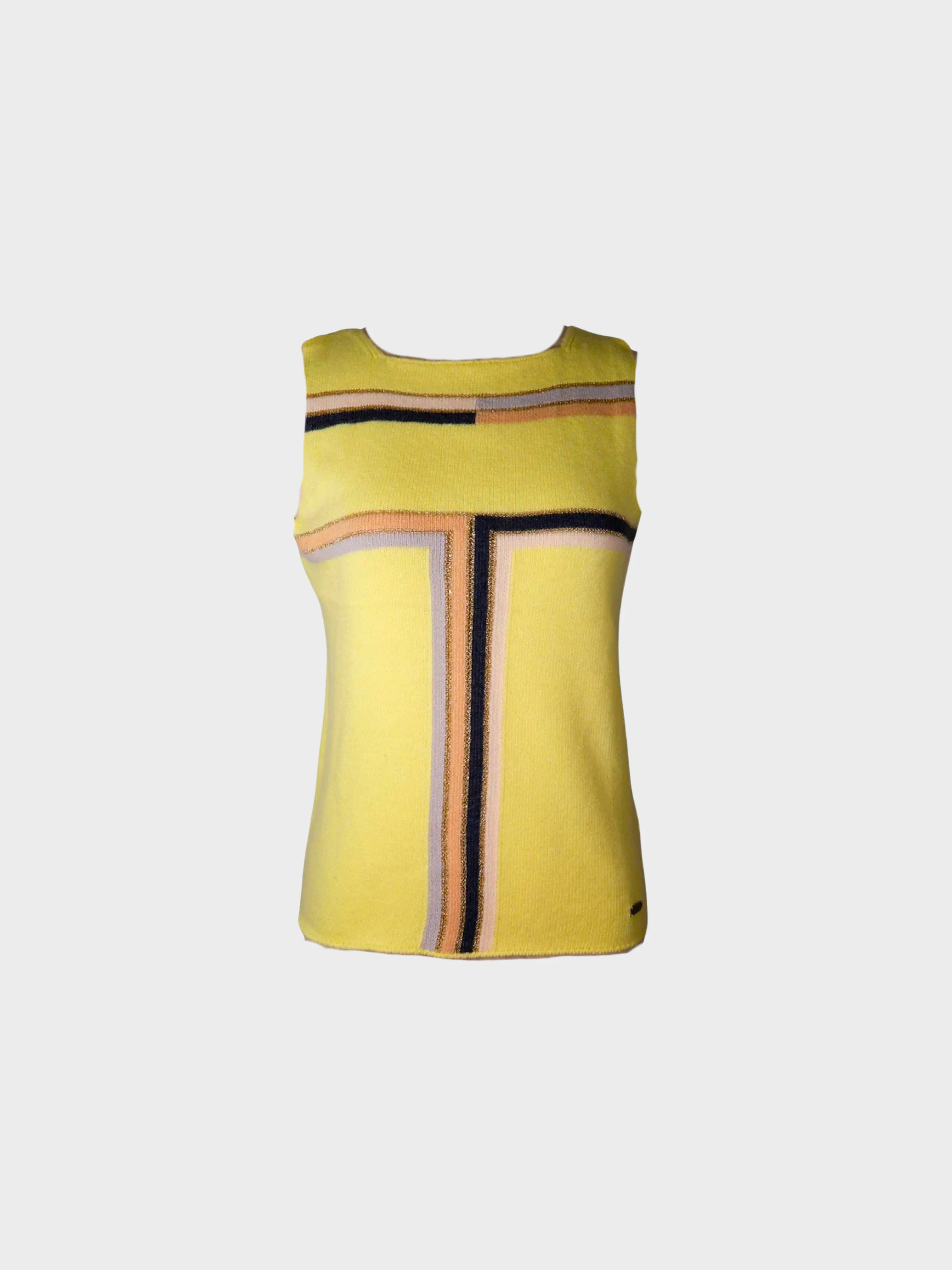 Chanel 2000s Yellow Cashmere Sleeveless Top