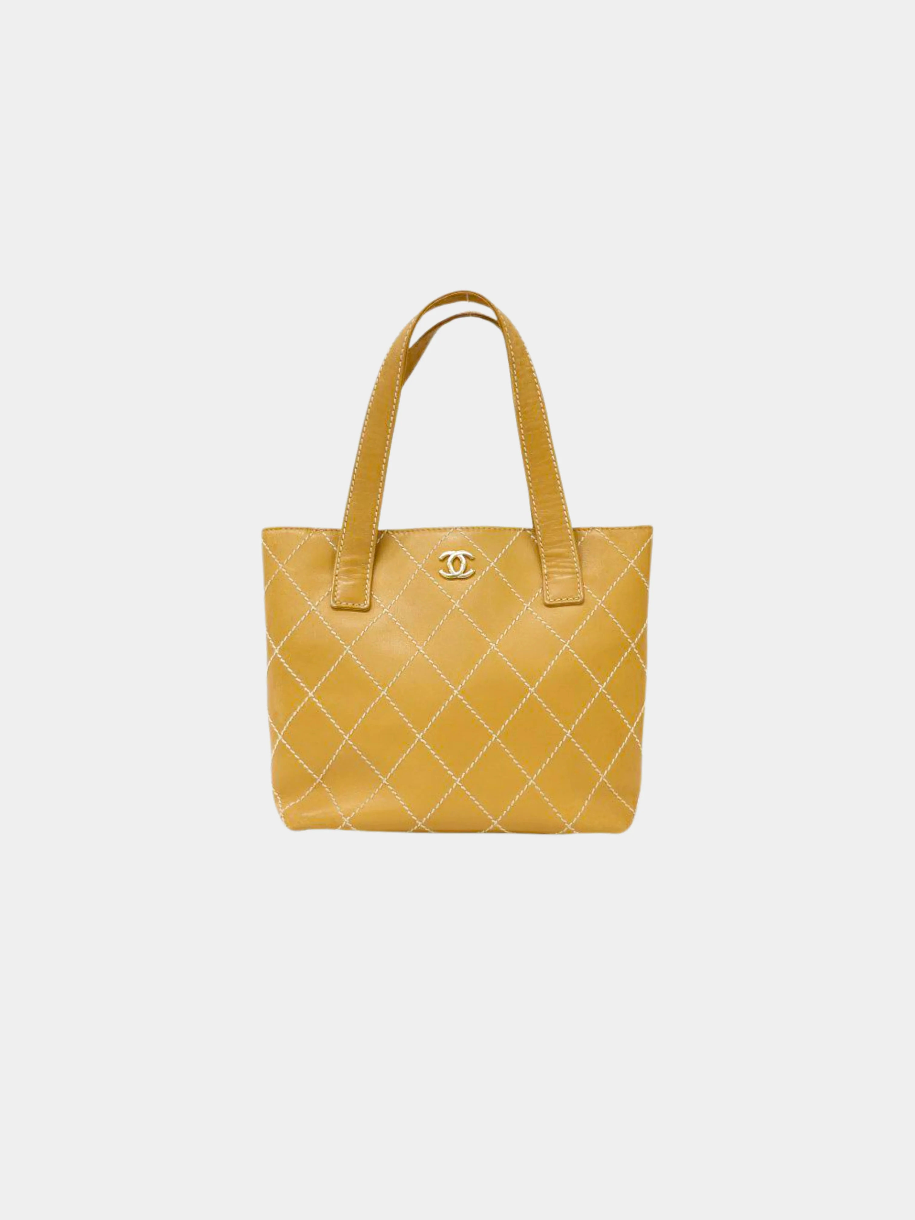 Chanel 2001 Beige Wild Stitch Tote Handbag