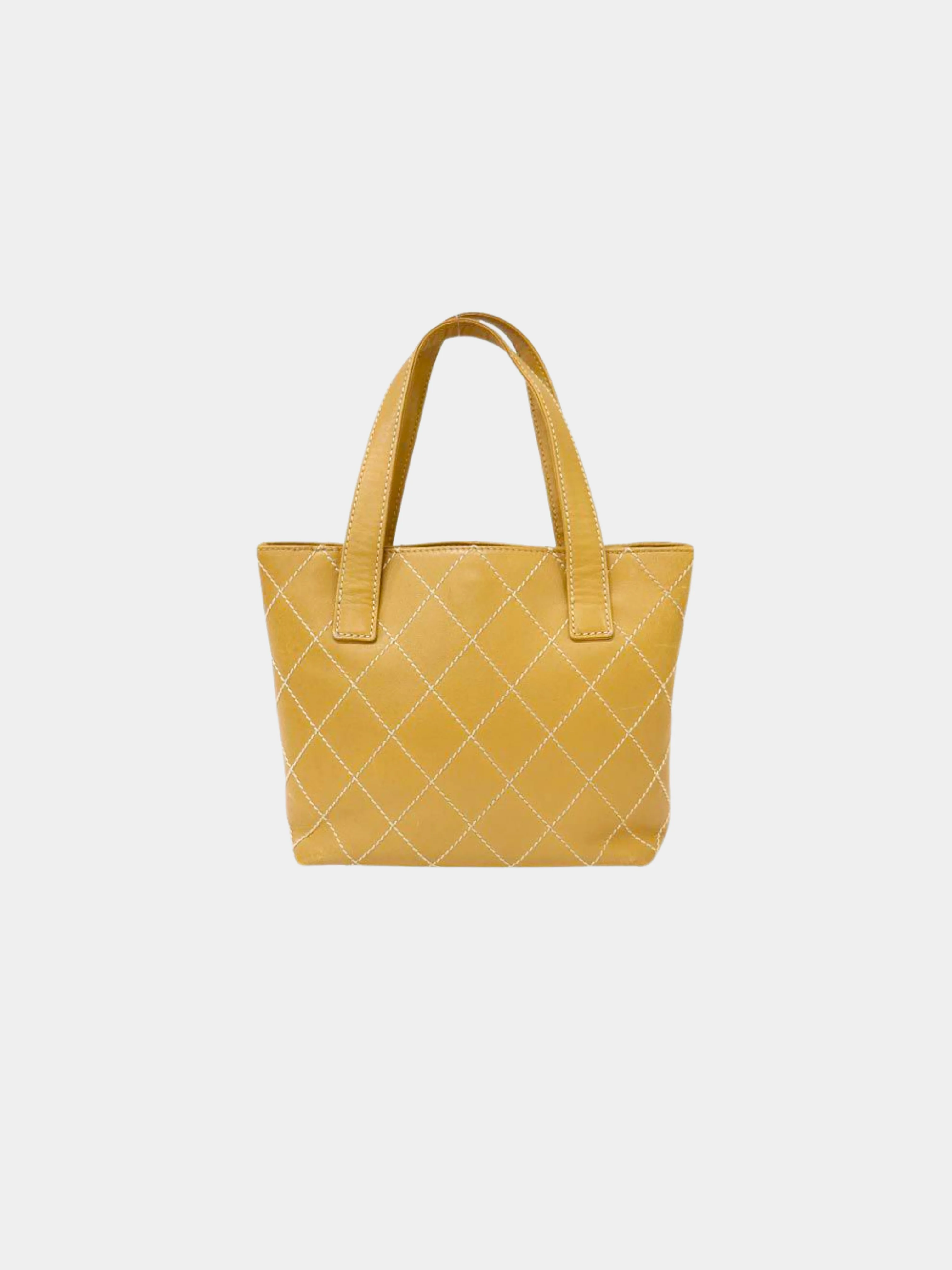 Chanel 2001 Beige Wild Stitch Tote Handbag - Image 2
