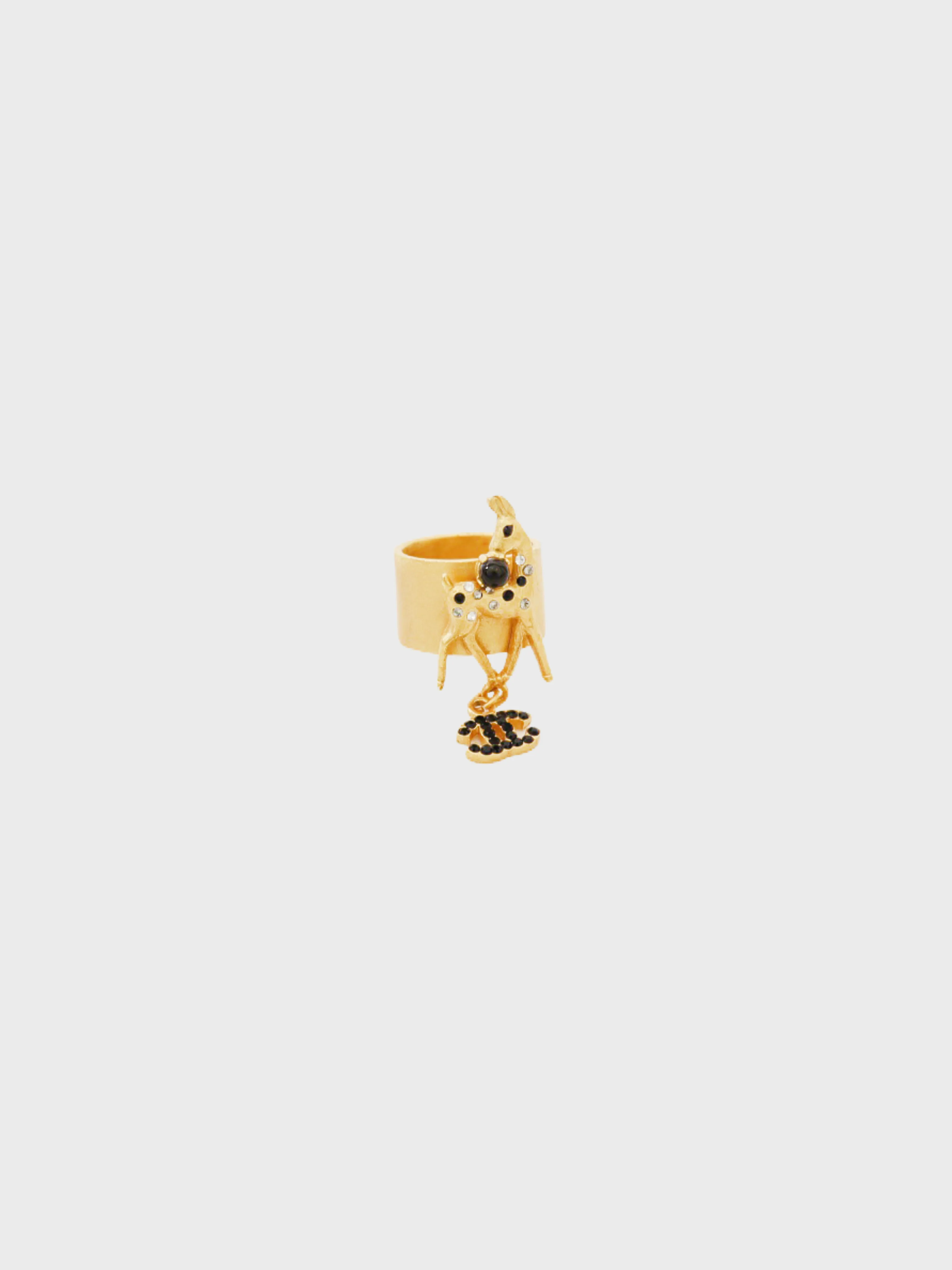 Chanel 2001 Gold Plated Metal COCO Bambi Ring