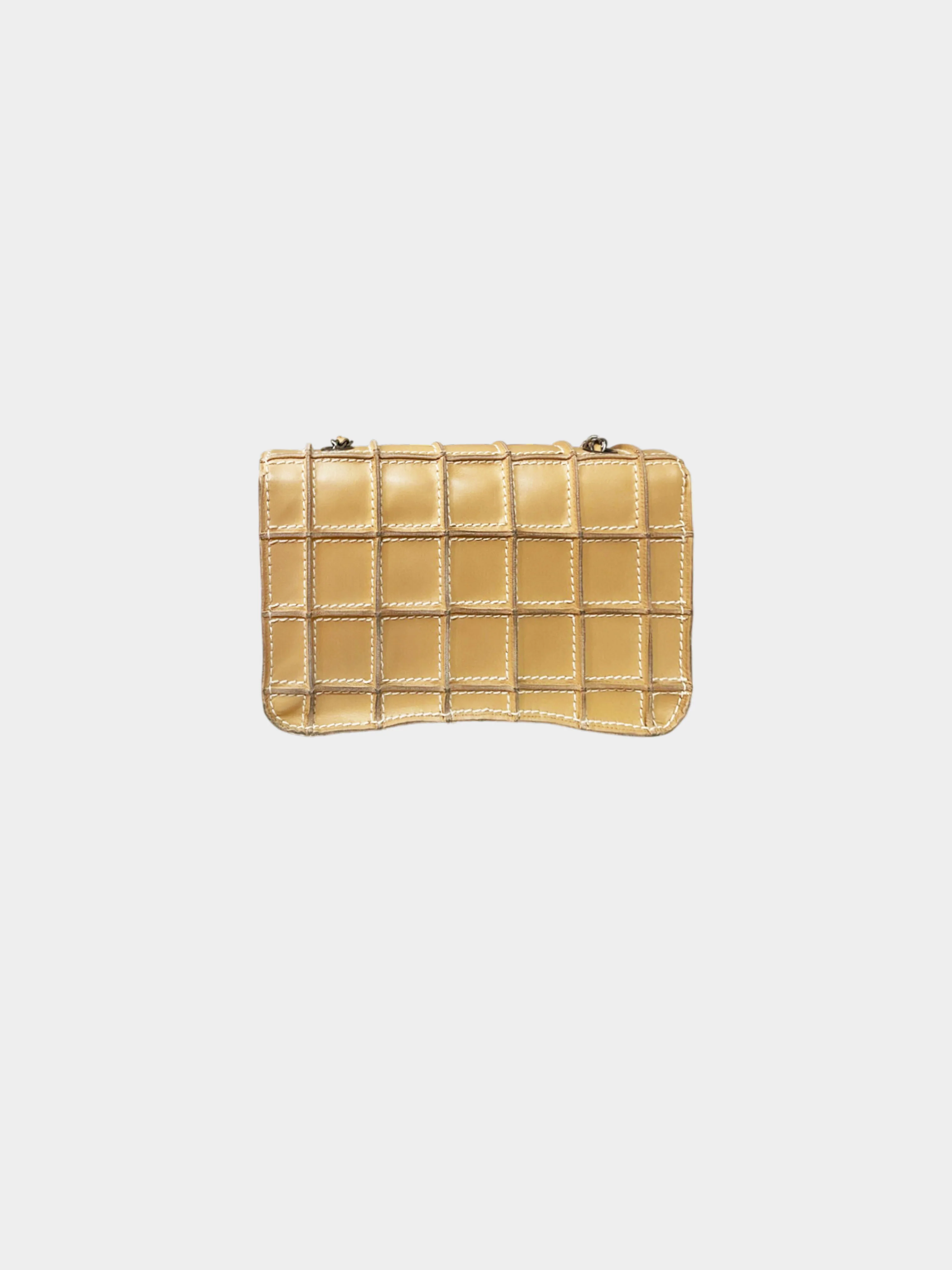 Chanel 2002-2003 Beige Calfskin Square Wild Stitch Flap - Image 2