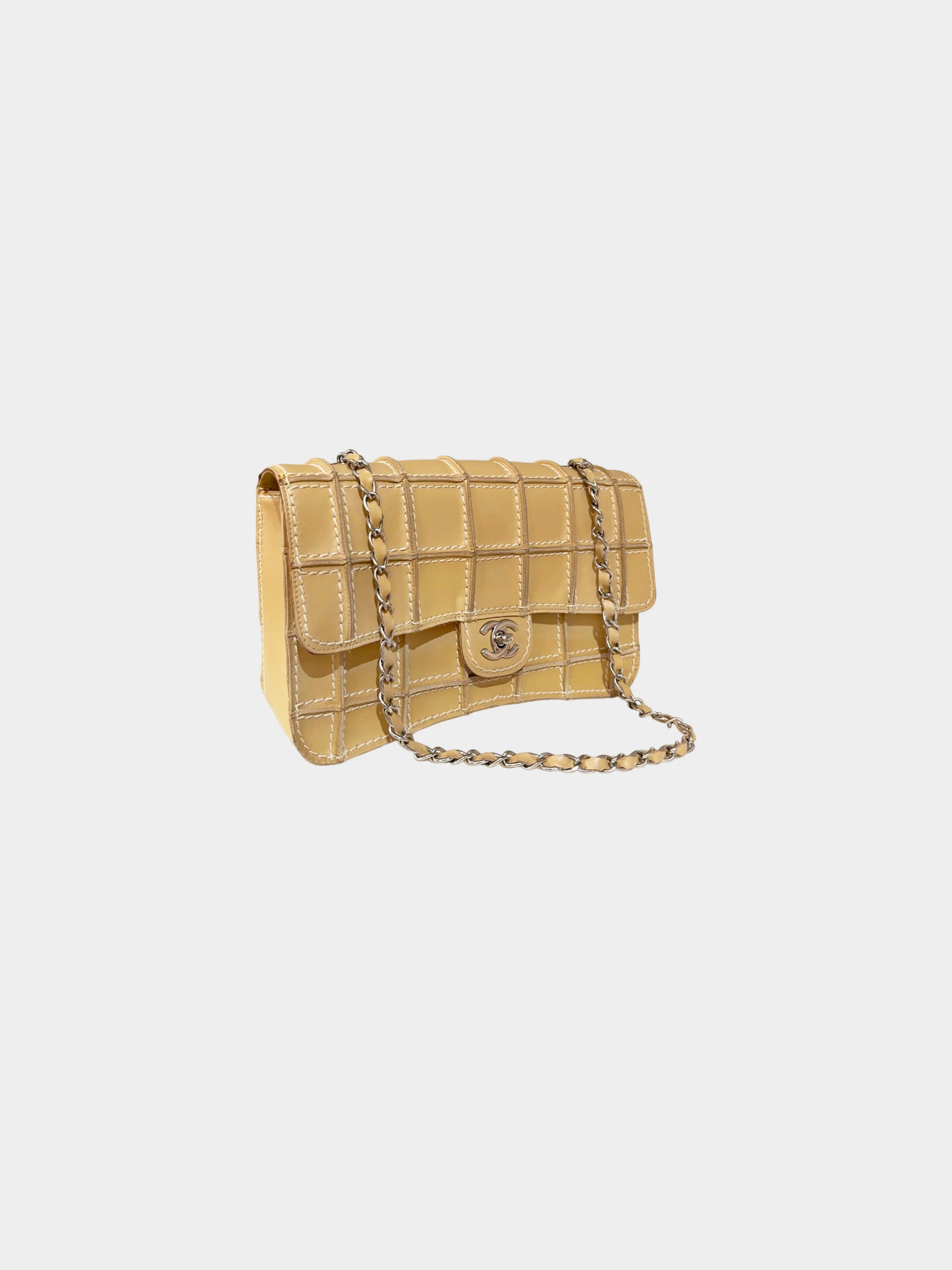 Chanel 2002-2003 Beige Calfskin Square Wild Stitch Flap - Image 3