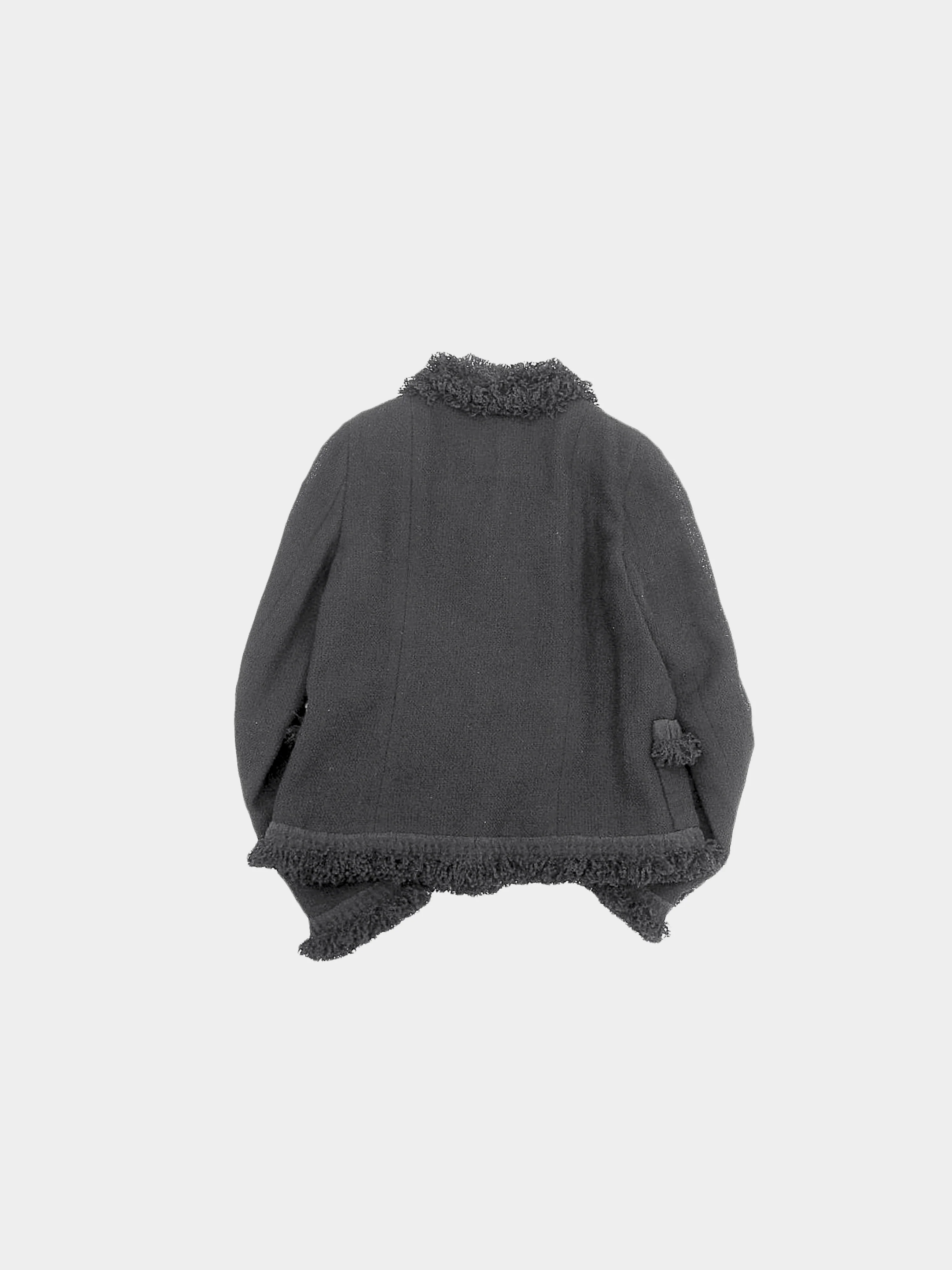 Chanel 2003 Black Tweed Fringe Trim Jacket - Image 3