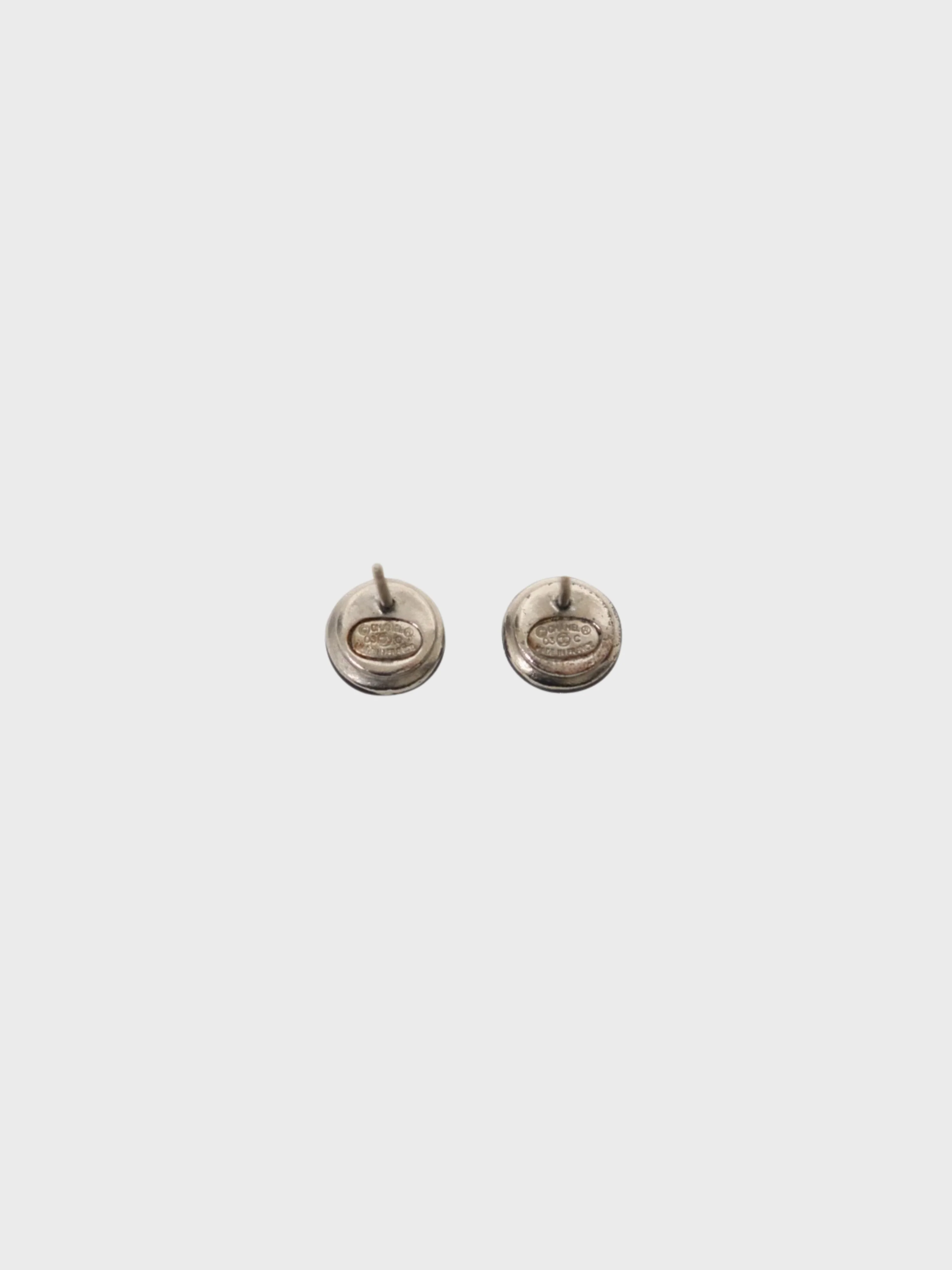 Chanel 2003 Silver Black Plated Metal Mini COCO Round Earrings - Image 3
