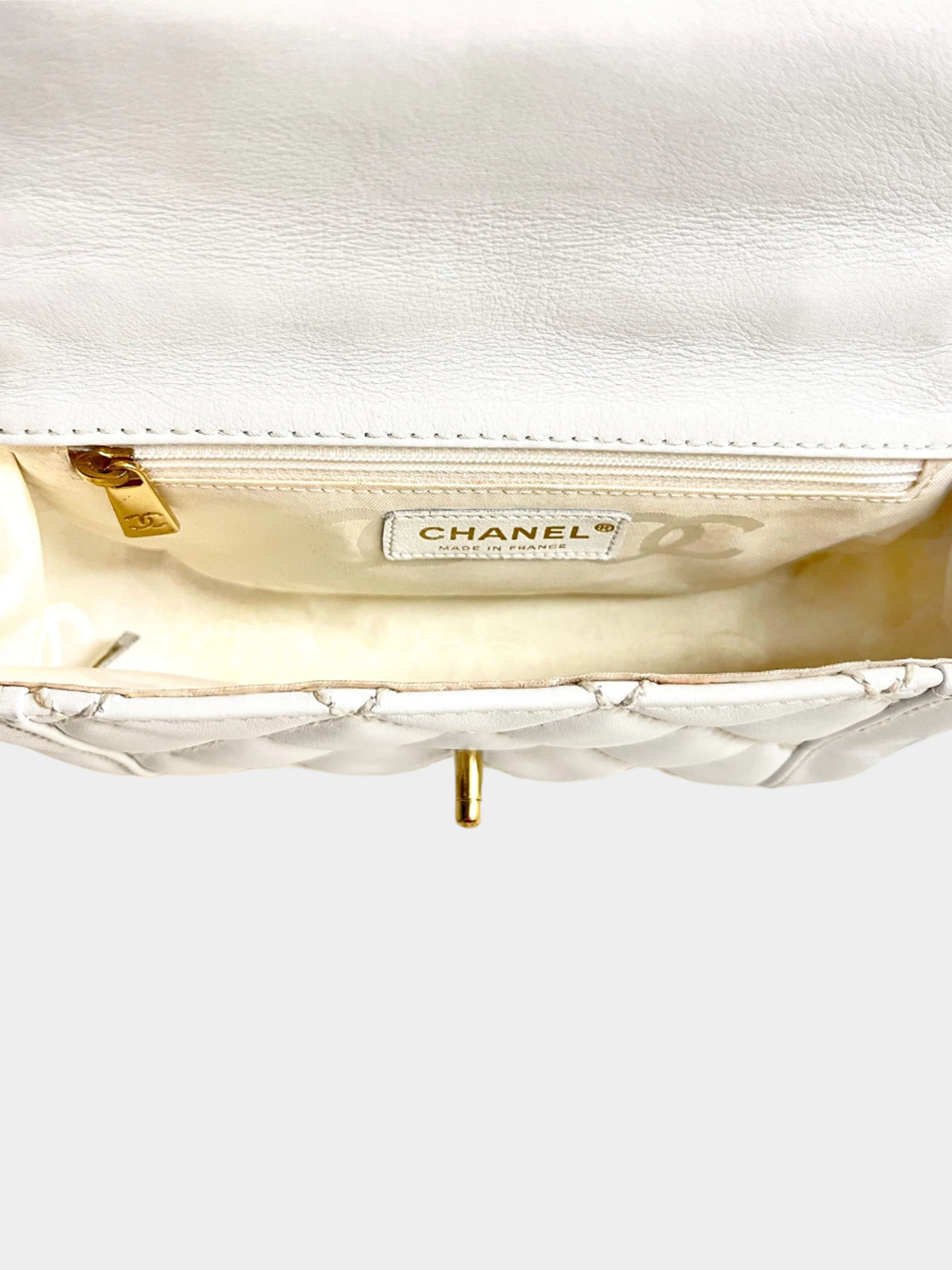 Chanel 2003 White Surpique Stitch Mini Kelly Handbag - Image 4