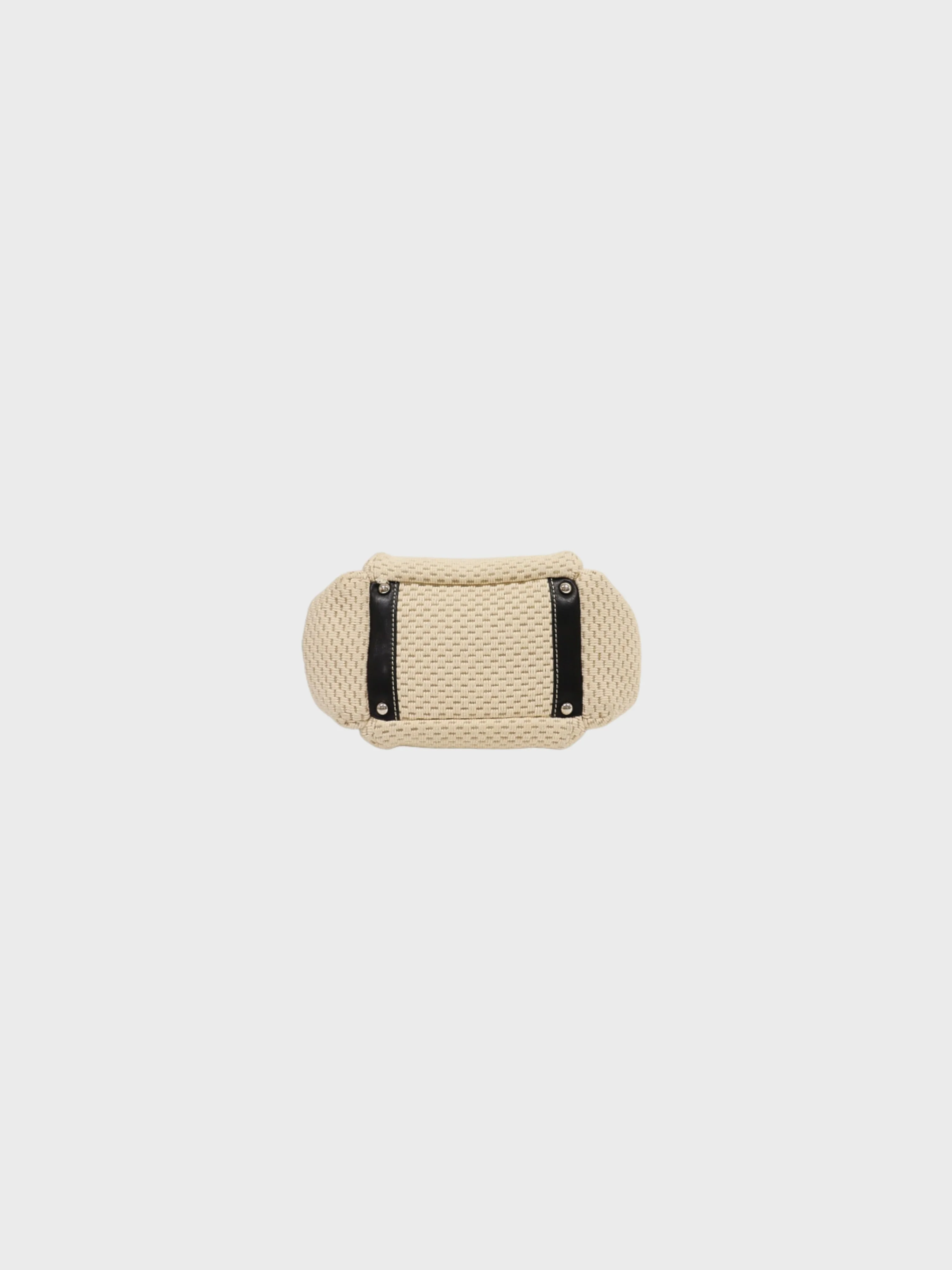 Chanel 2004 Black Ivory Cotton Leather Chain Shoulder Bag - Image 4