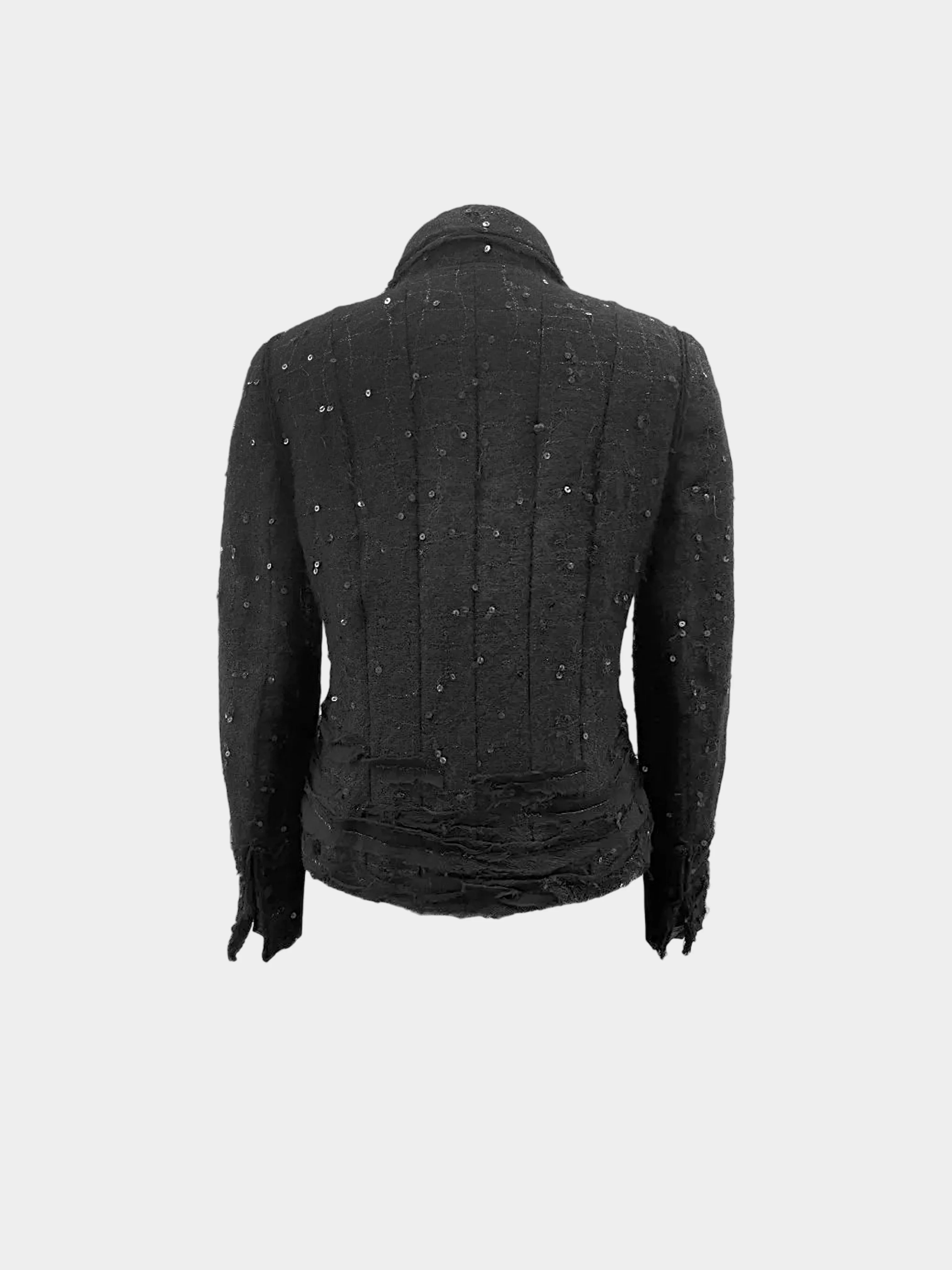 Chanel 2004 Black Mohair Blend Embellished Jacket - Image 2