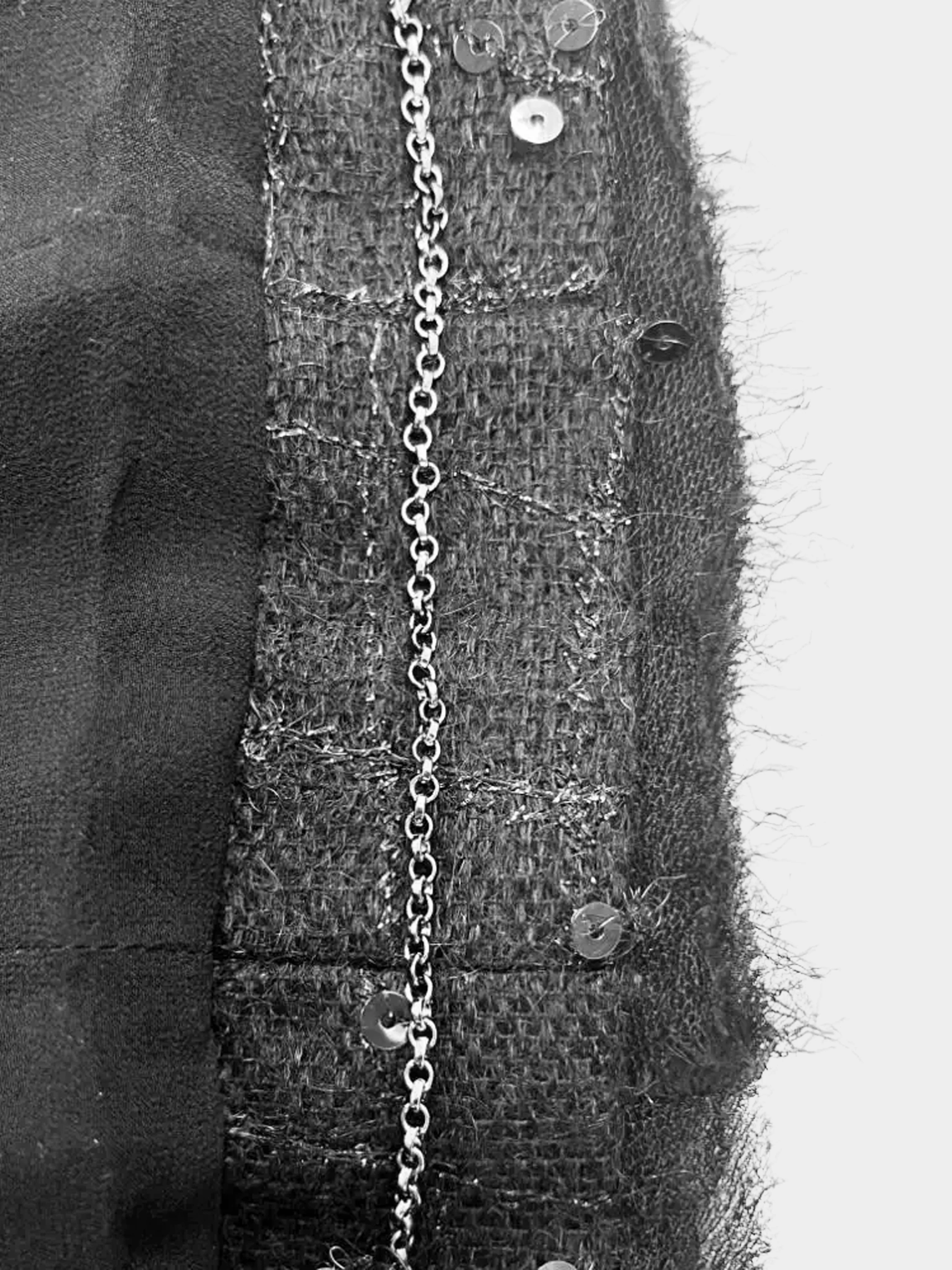 Chanel 2004 Black Mohair Blend Embellished Jacket - Image 4