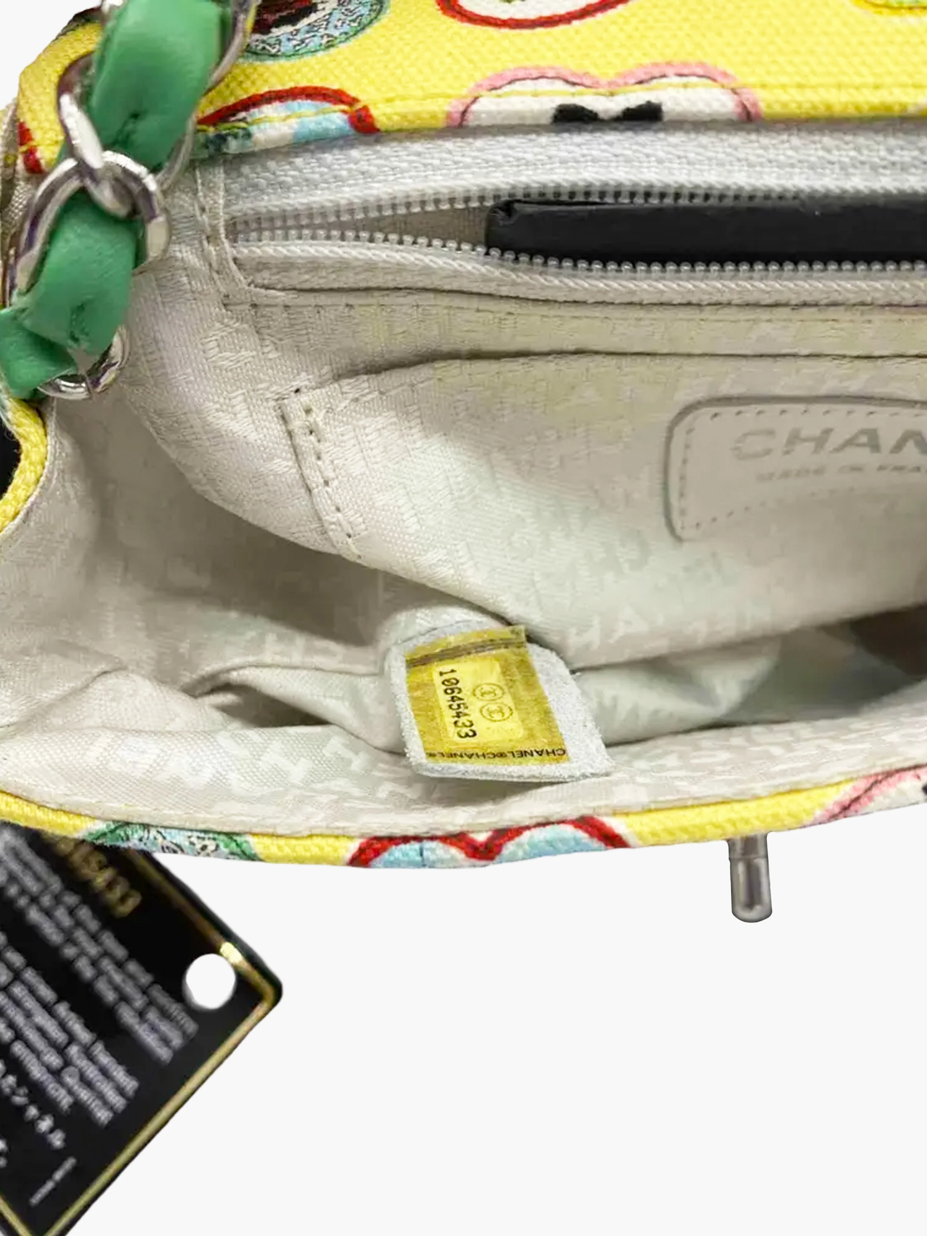 Chanel 2005-2006  Yellow Canvas Valentine's Day Hearts Mini Square Flap Bag - Image 5
