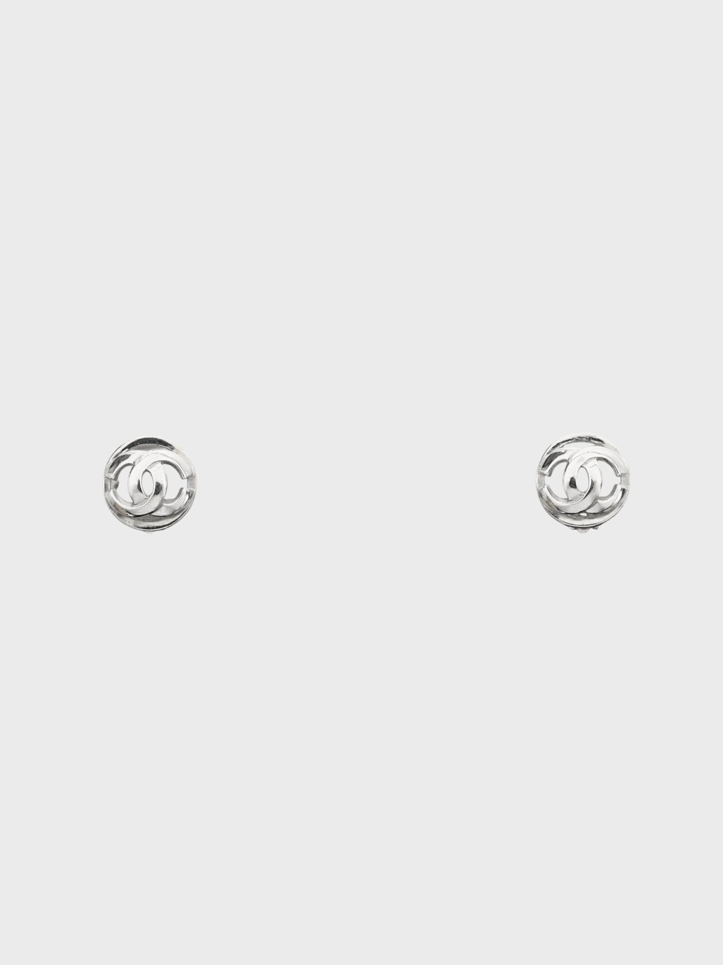 Chanel 2005 Silver COCO Round Earrings