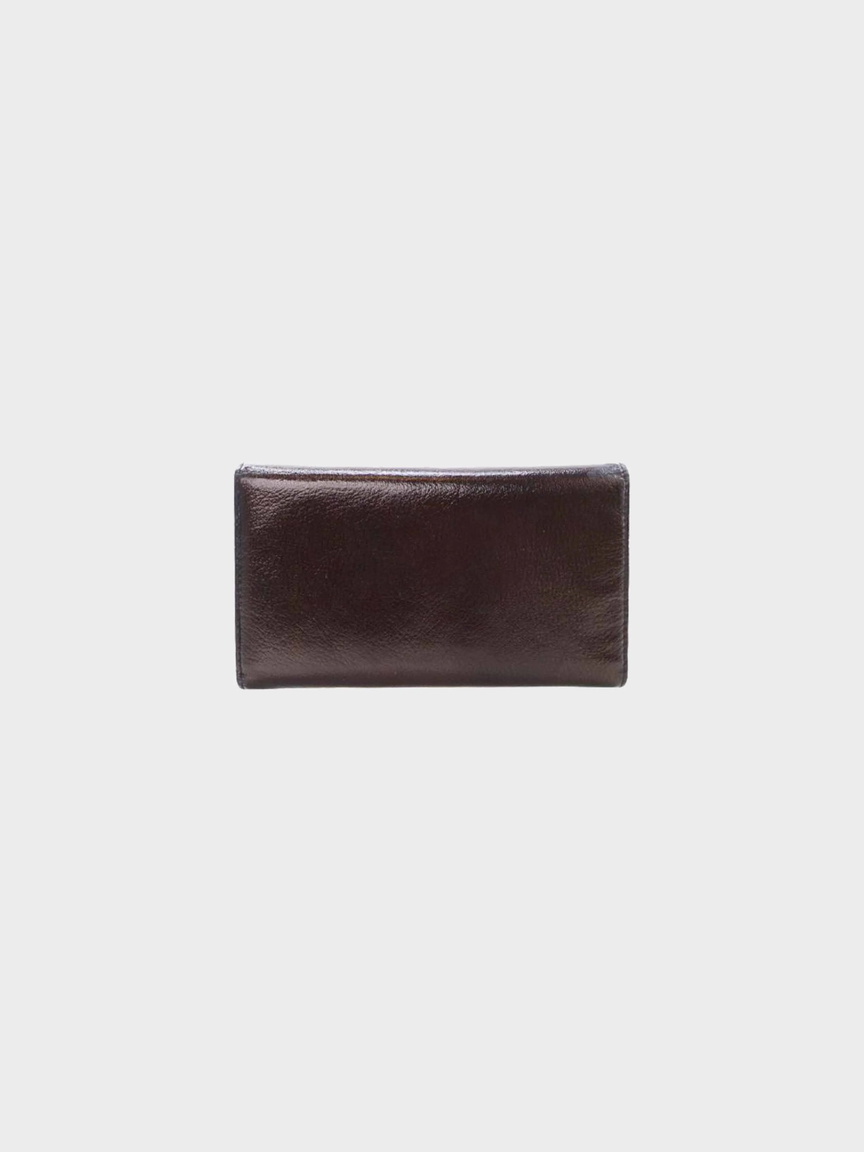 Chanel 2006-2008 Brown Patent Leather Trifold Flap Wallet - Image 2
