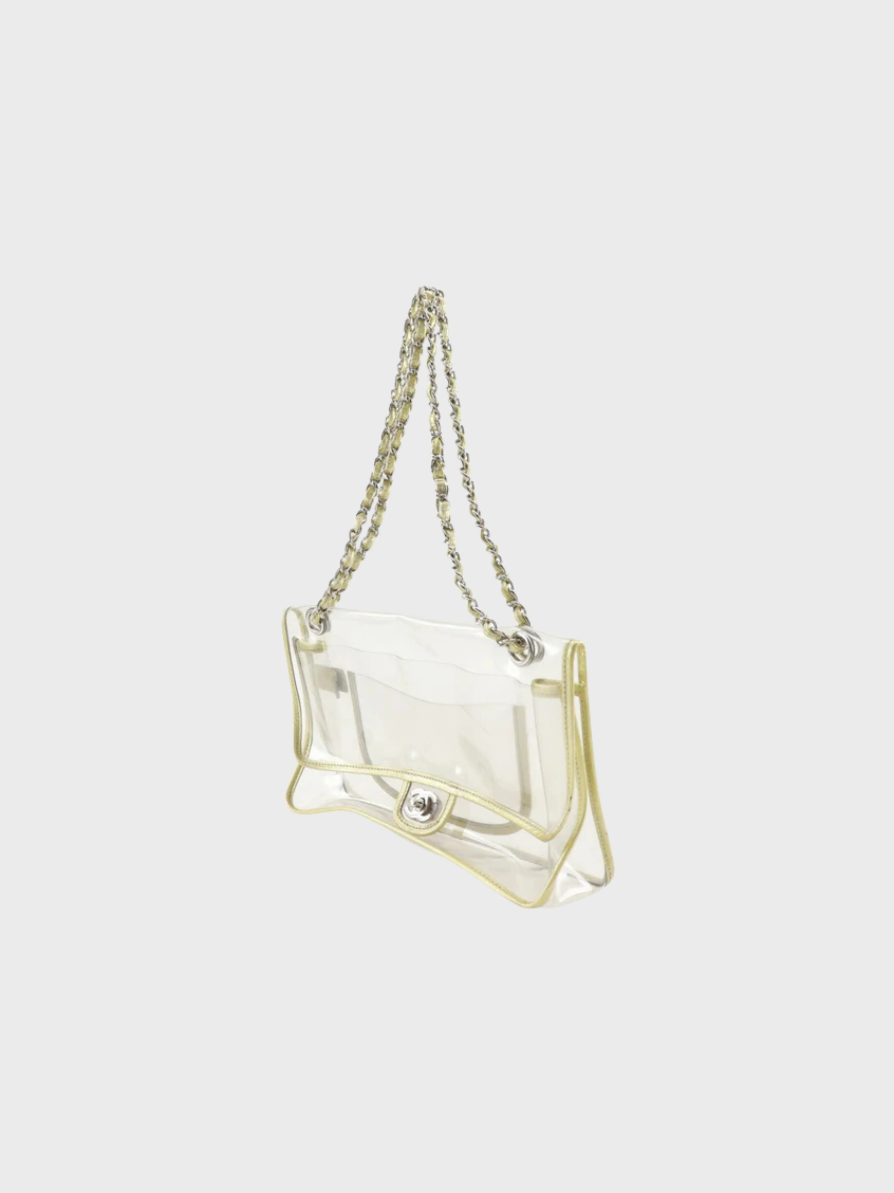 Chanel 2006 Clear Vinyl Gold Chain Shoulder Bag - Image 2
